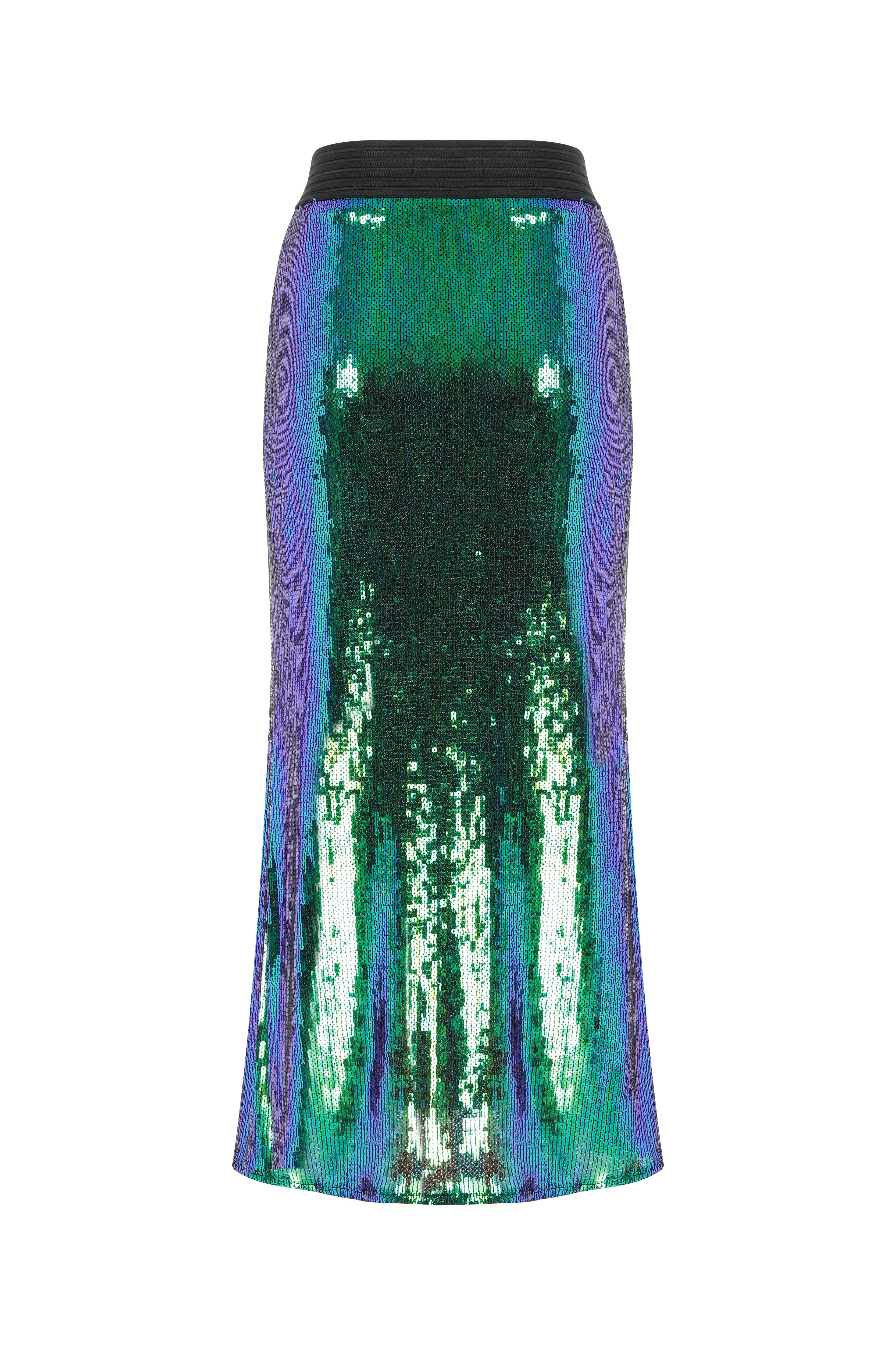 Joelle Sequin Maxi Skirt in Océan Bleu in Green made by Nazli Ceren