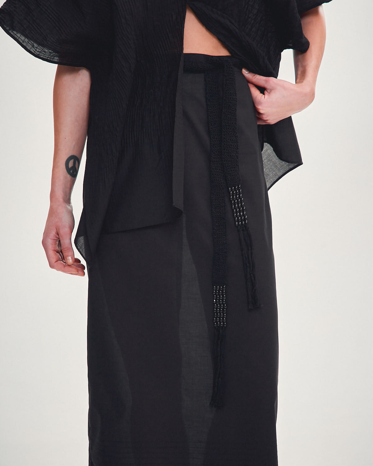 SKIRT WITH A TIED BELT made by DELEGAN Clothes