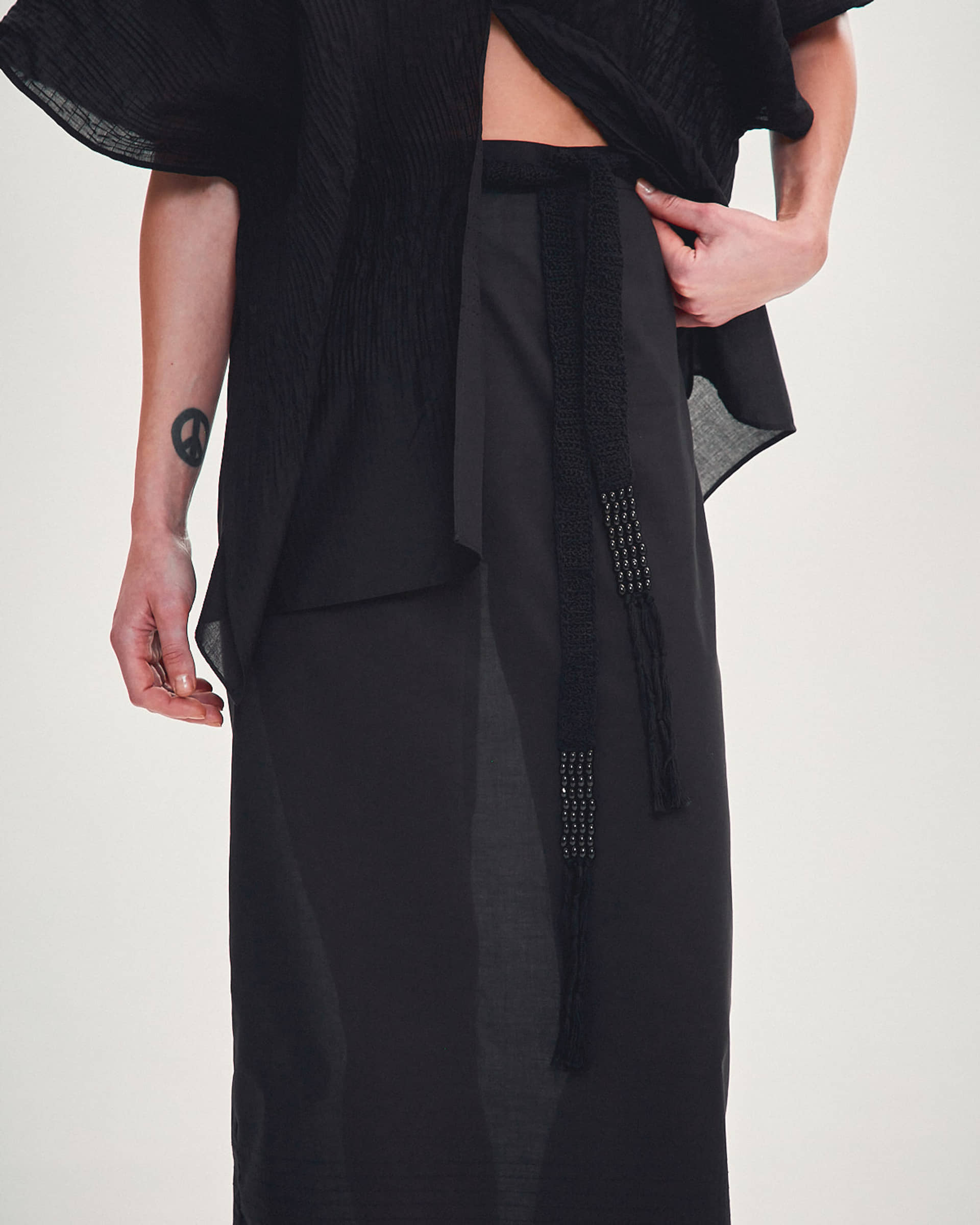 SKIRT WITH A TIED BELT made by DELEGAN Clothes