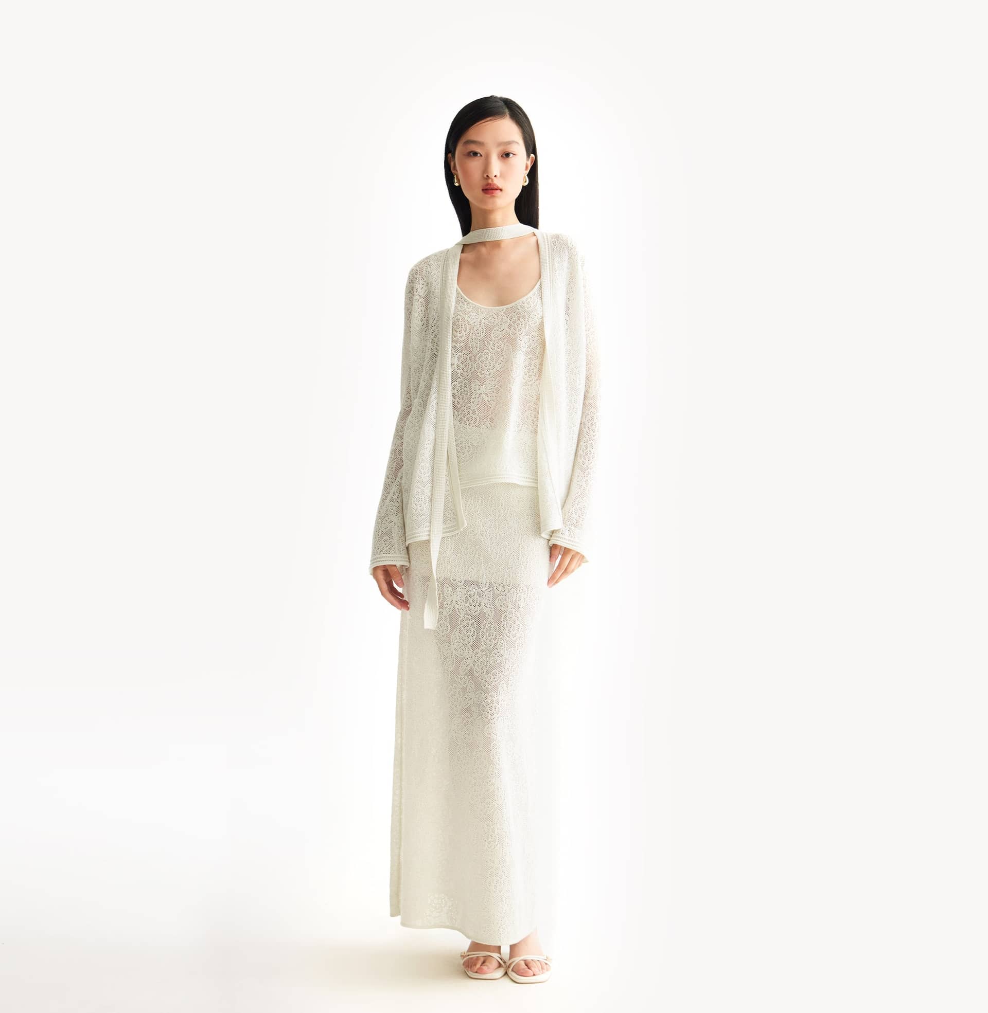 POINTELLE JACQUARD RIBBON CARDIGAN made by CRUSH Collection