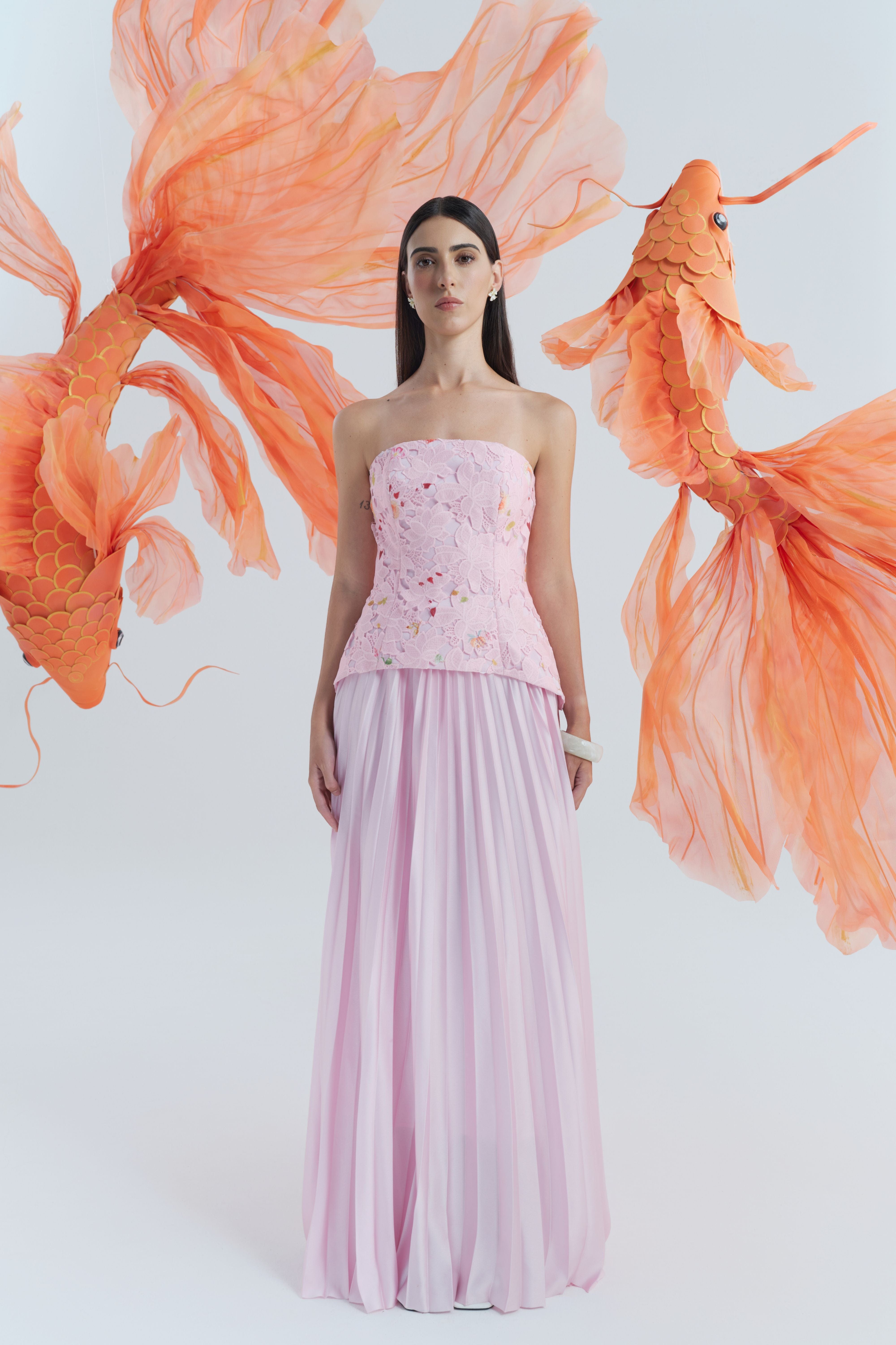 Cascade Pleated Gown made by JUSTIN TONG
