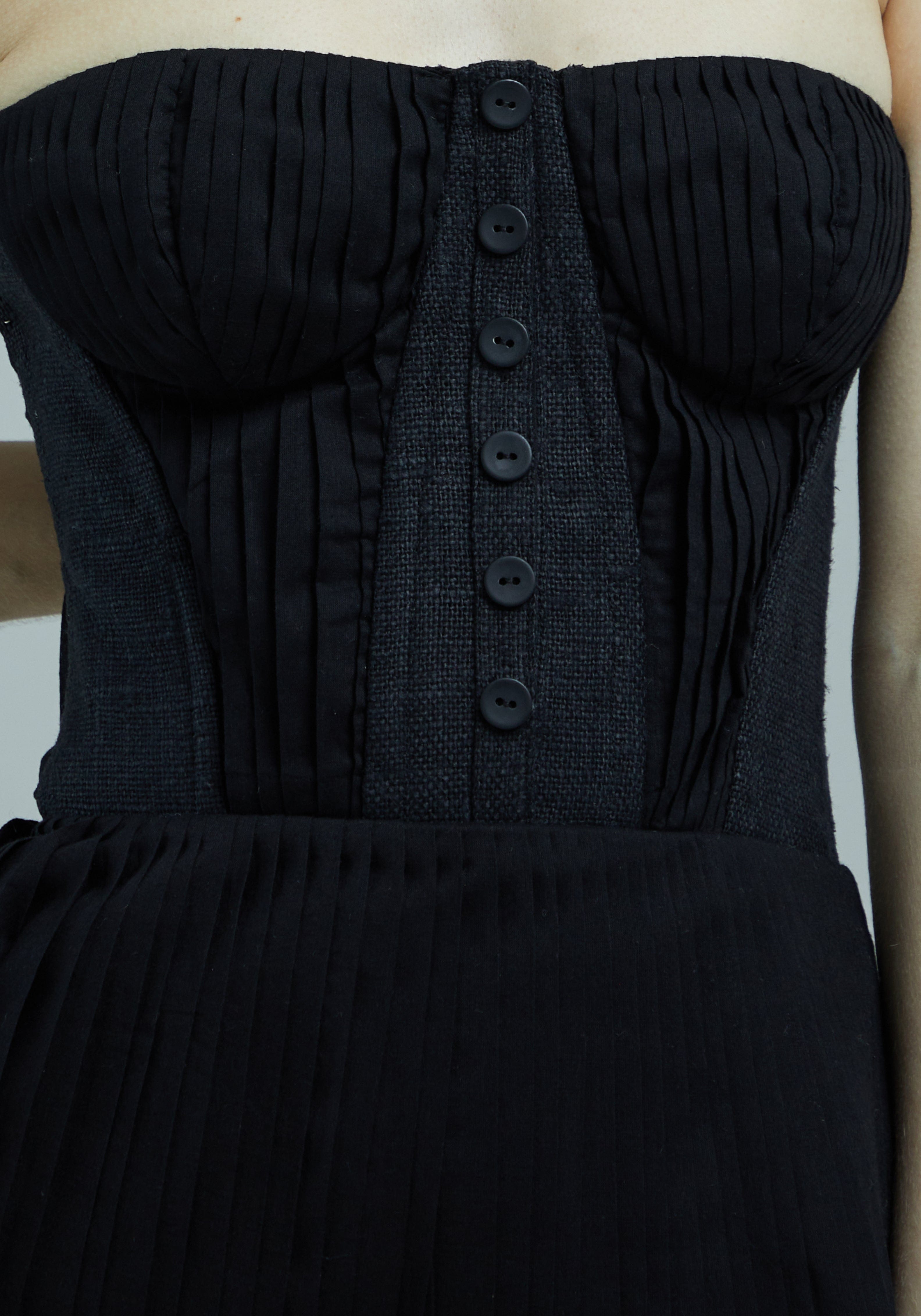 Pleated strapless dress made by Tamar Keburia