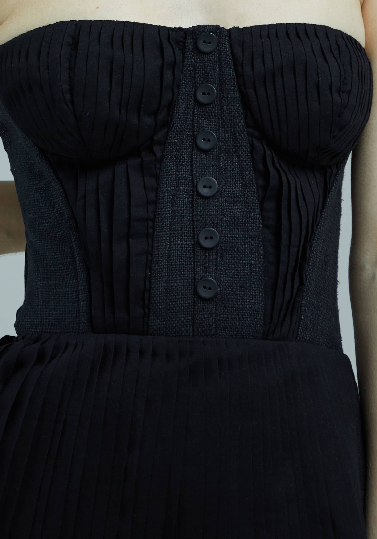 Pleated strapless dress made by Tamar Keburia