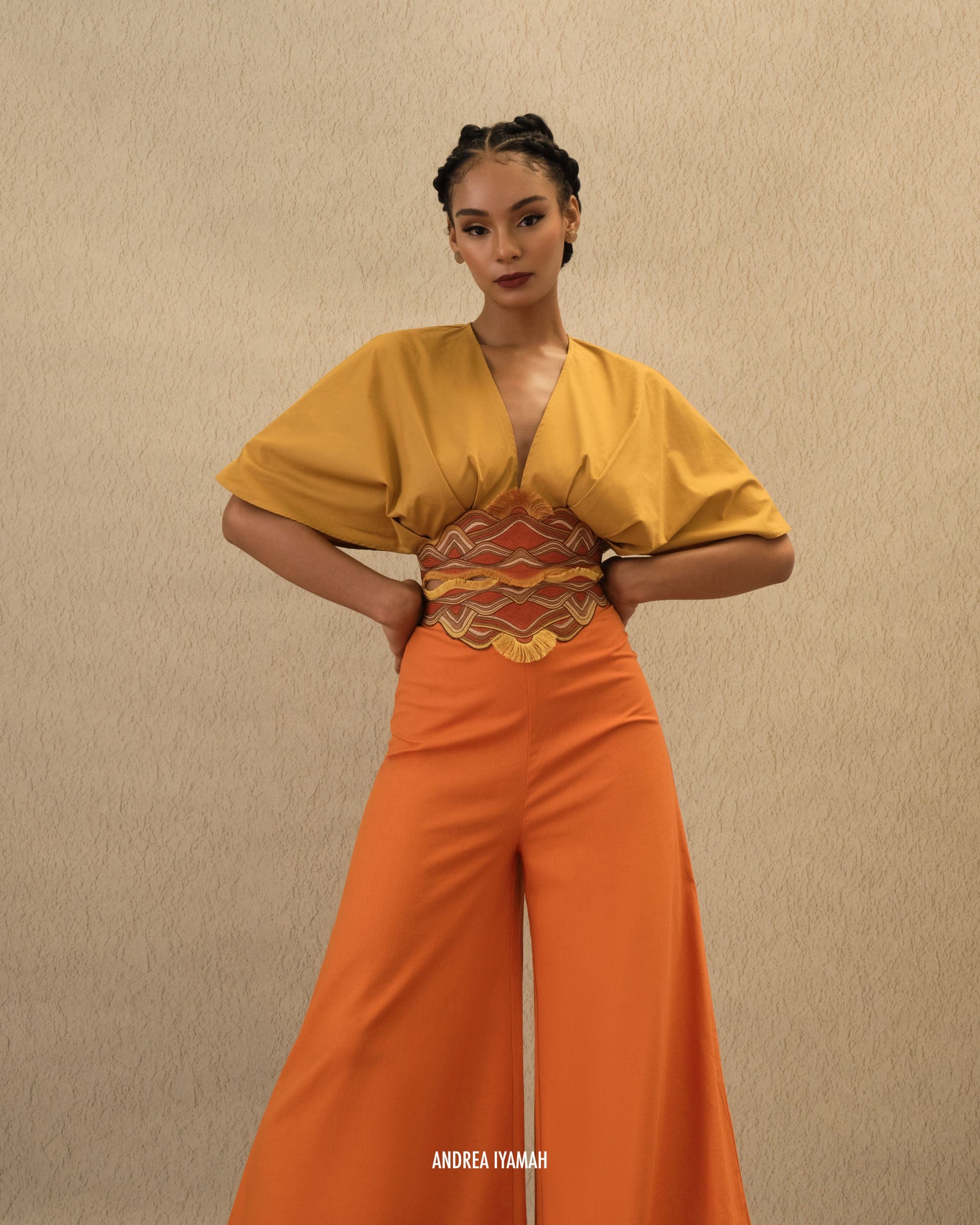 OLLA CROP TOP - MUSTARD in Yellow made by Andrea Iyamah
