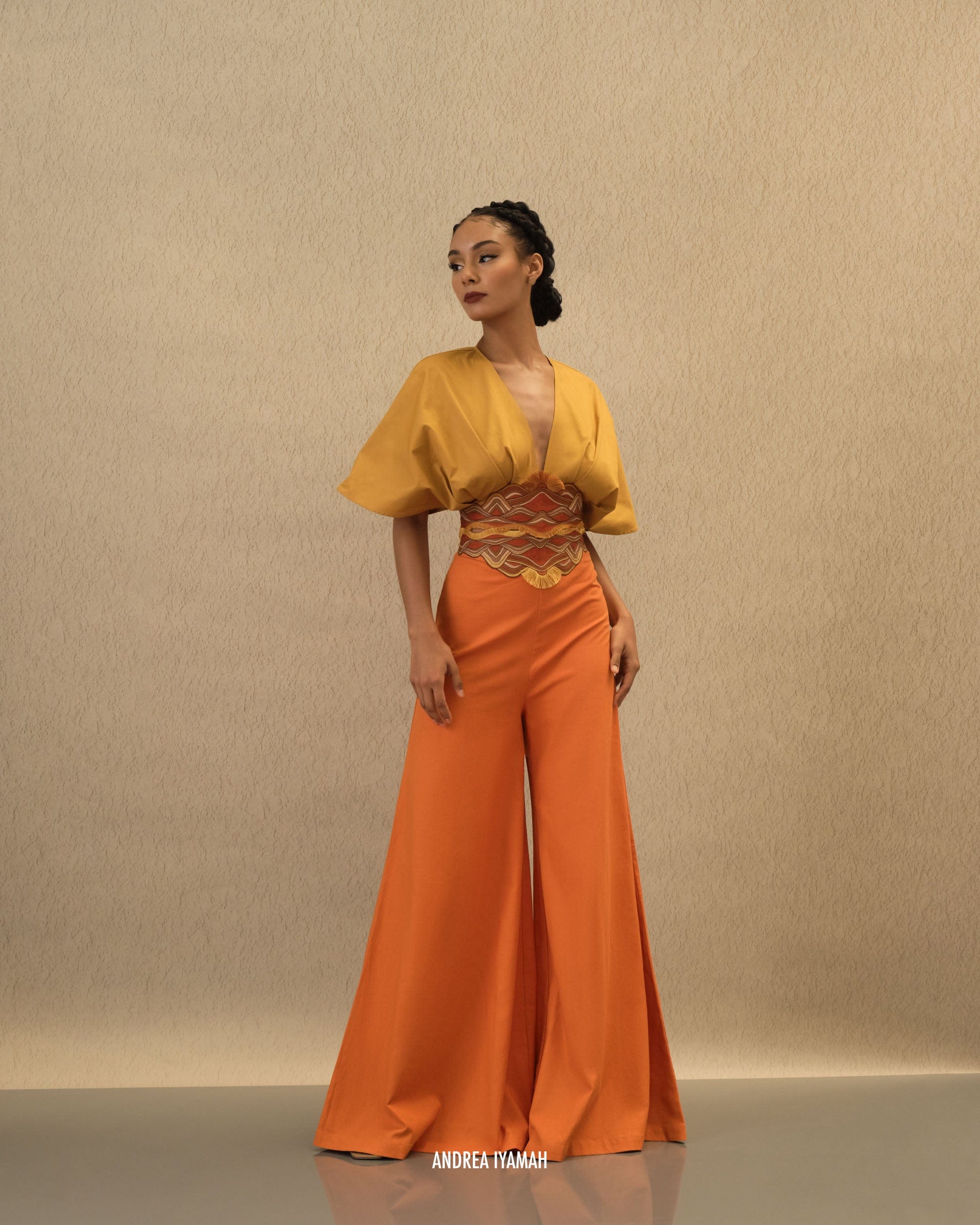 OLLA CROP TOP - MUSTARD in Yellow made by Andrea Iyamah