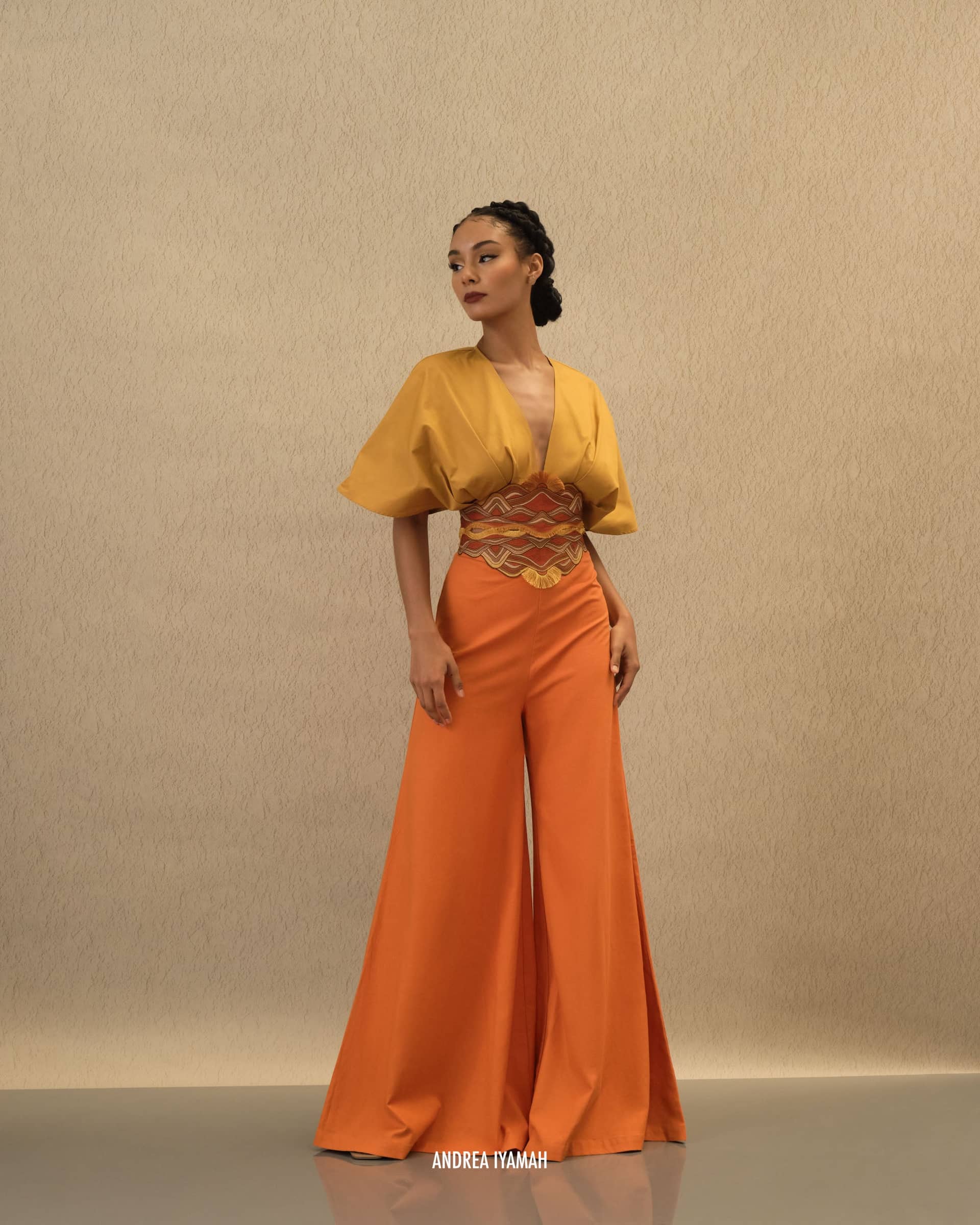 OLLA CROP TOP - MUSTARD in Yellow made by Andrea Iyamah