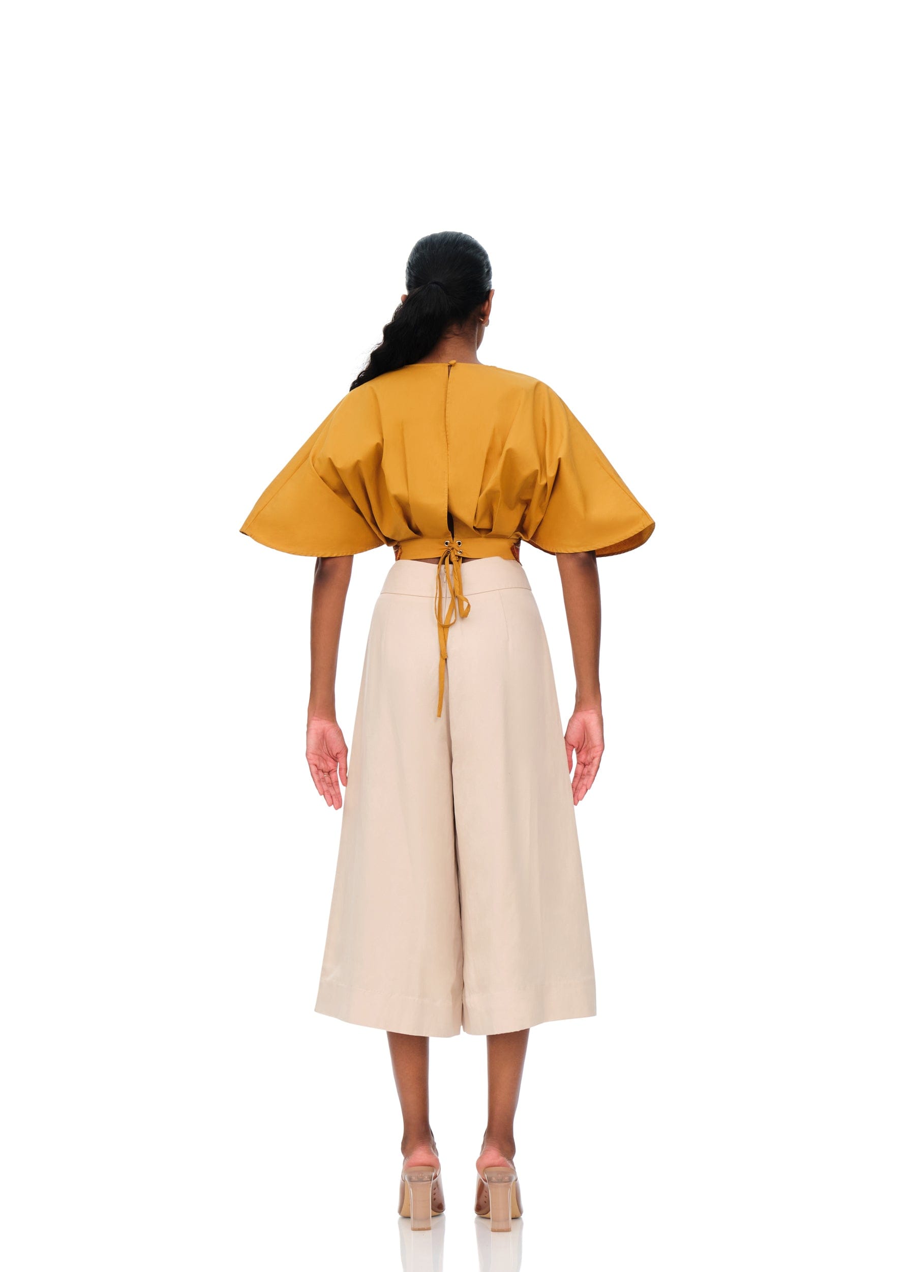 OLLA CROP TOP - MUSTARD in Yellow made by Andrea Iyamah