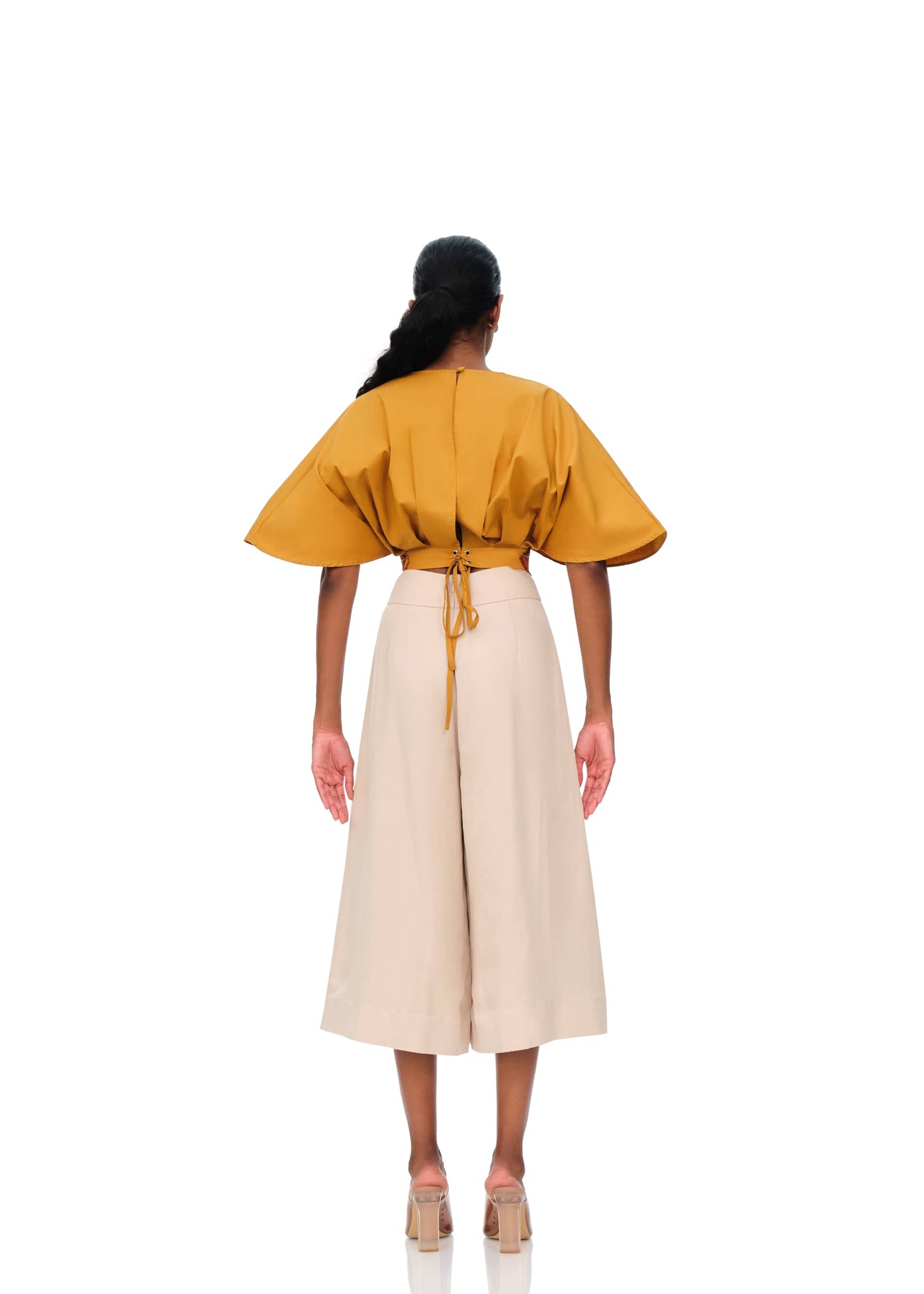 OLLA CROP TOP - MUSTARD in Yellow made by Andrea Iyamah