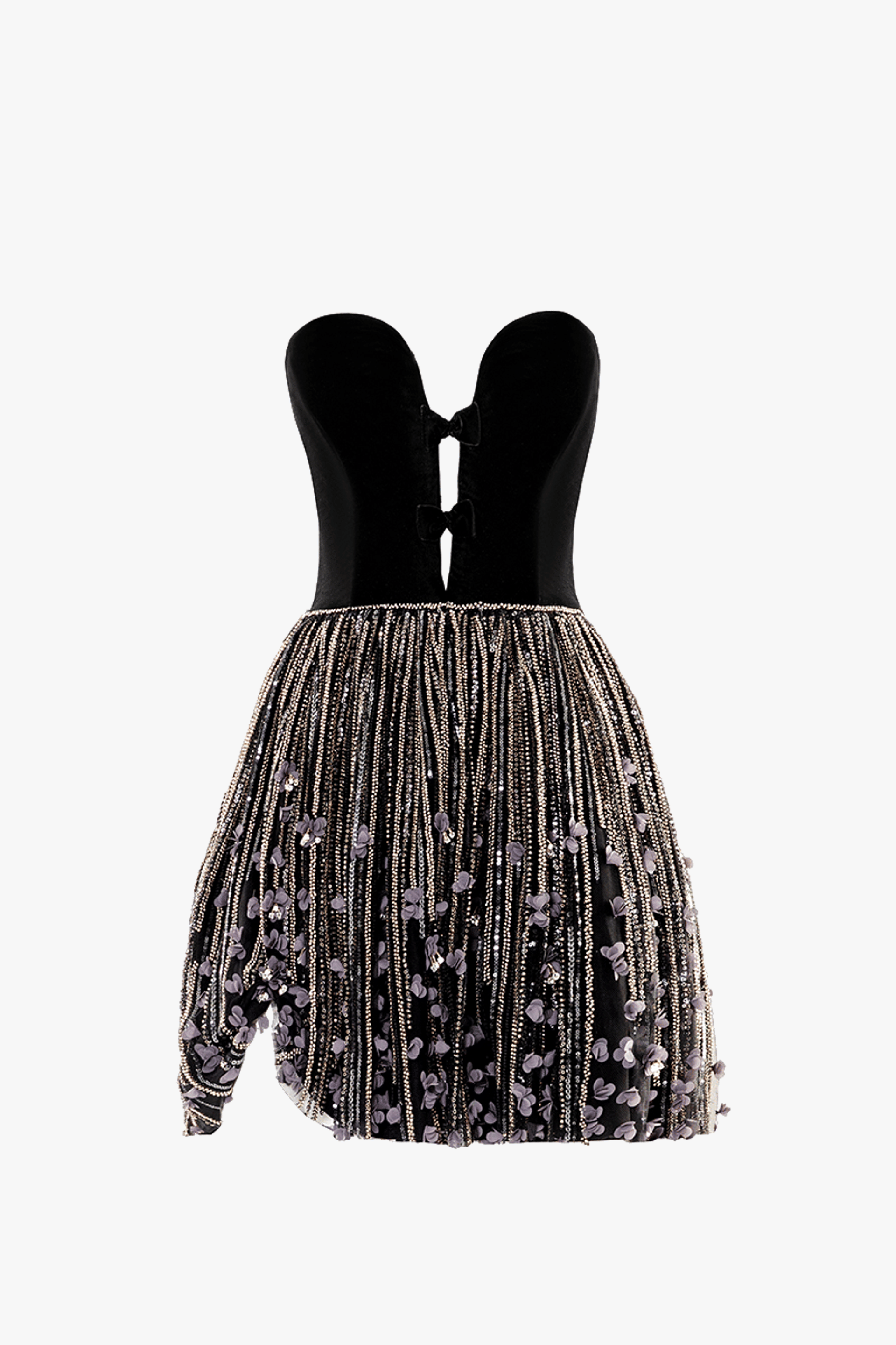 Embroidered Noir Velvet Dress made by Monika Dimova