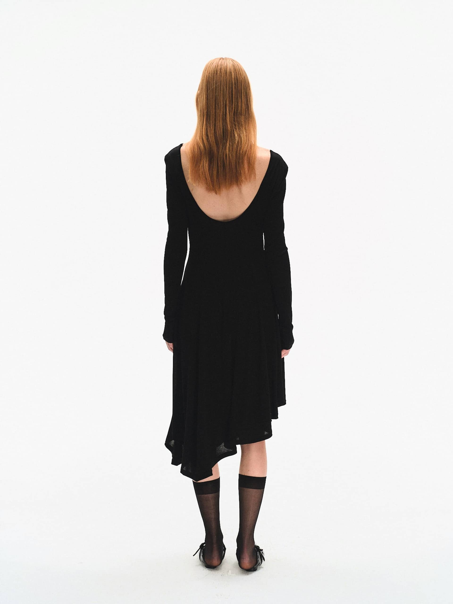 LONG SLEEVE FITTED KNIT DRESS WITH TWISTED DETAILS made by YIBRI