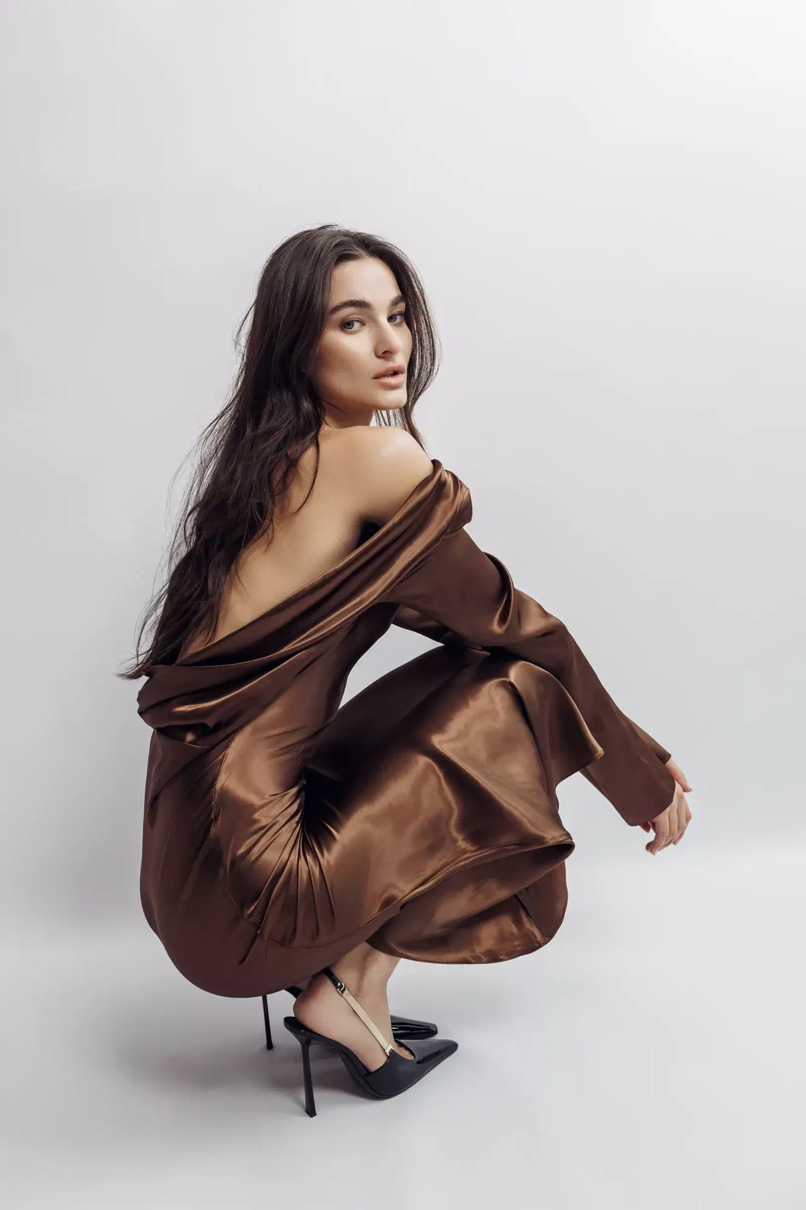 Lavinia Satin Open-Back Dress made by Aureliana