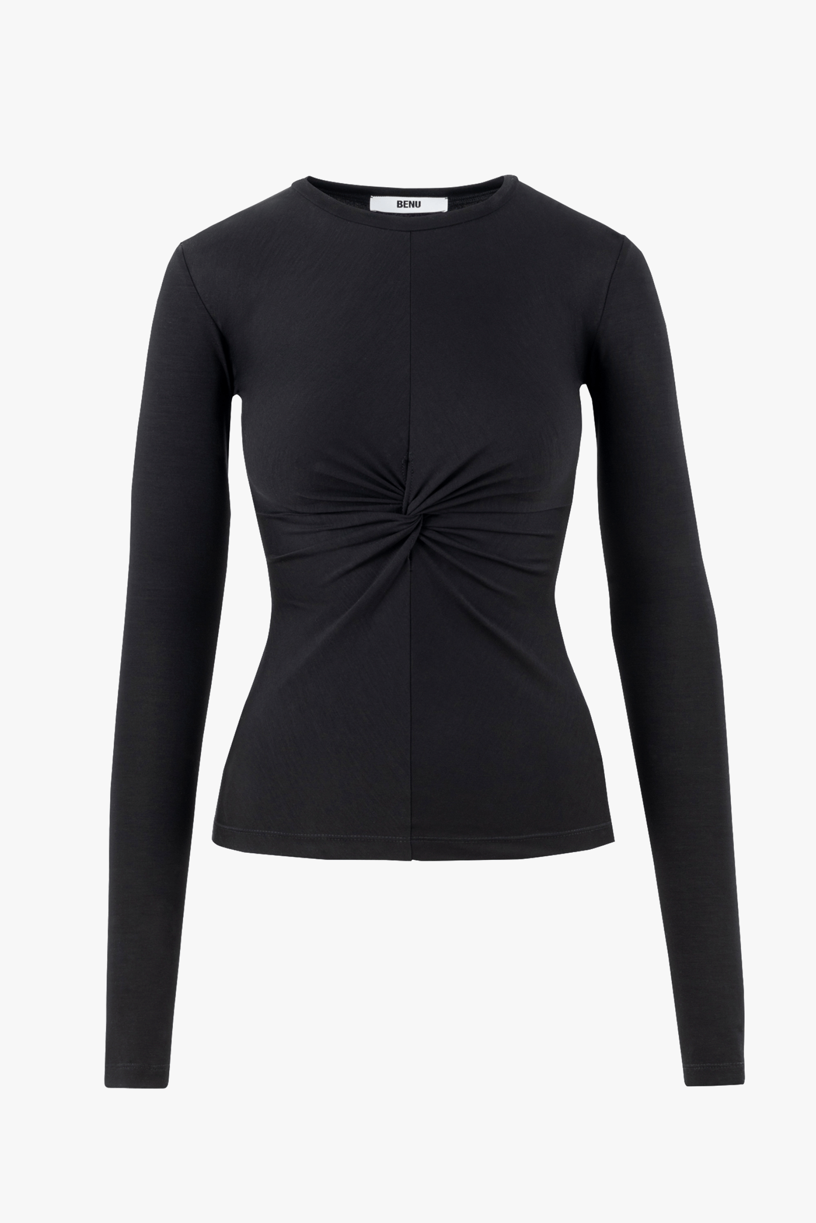 Black twisted blouse made by BENU Studio