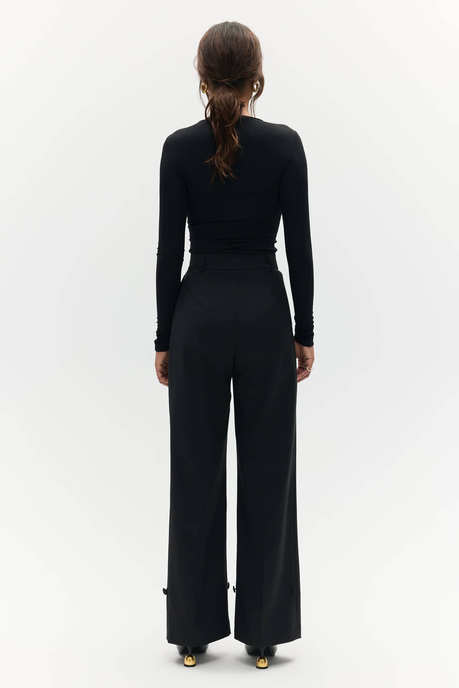 Black twisted blouse made by BENU Studio