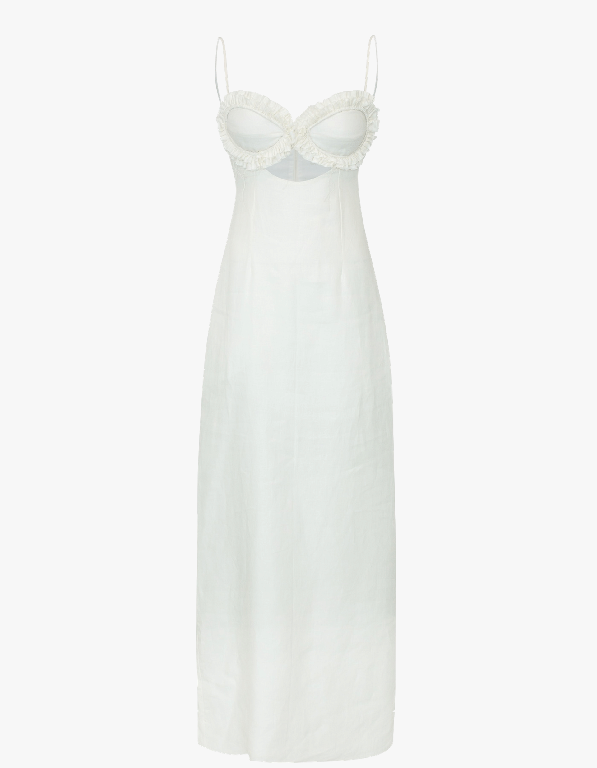 SARAH White Linen Dress With Ruffles made by MAET