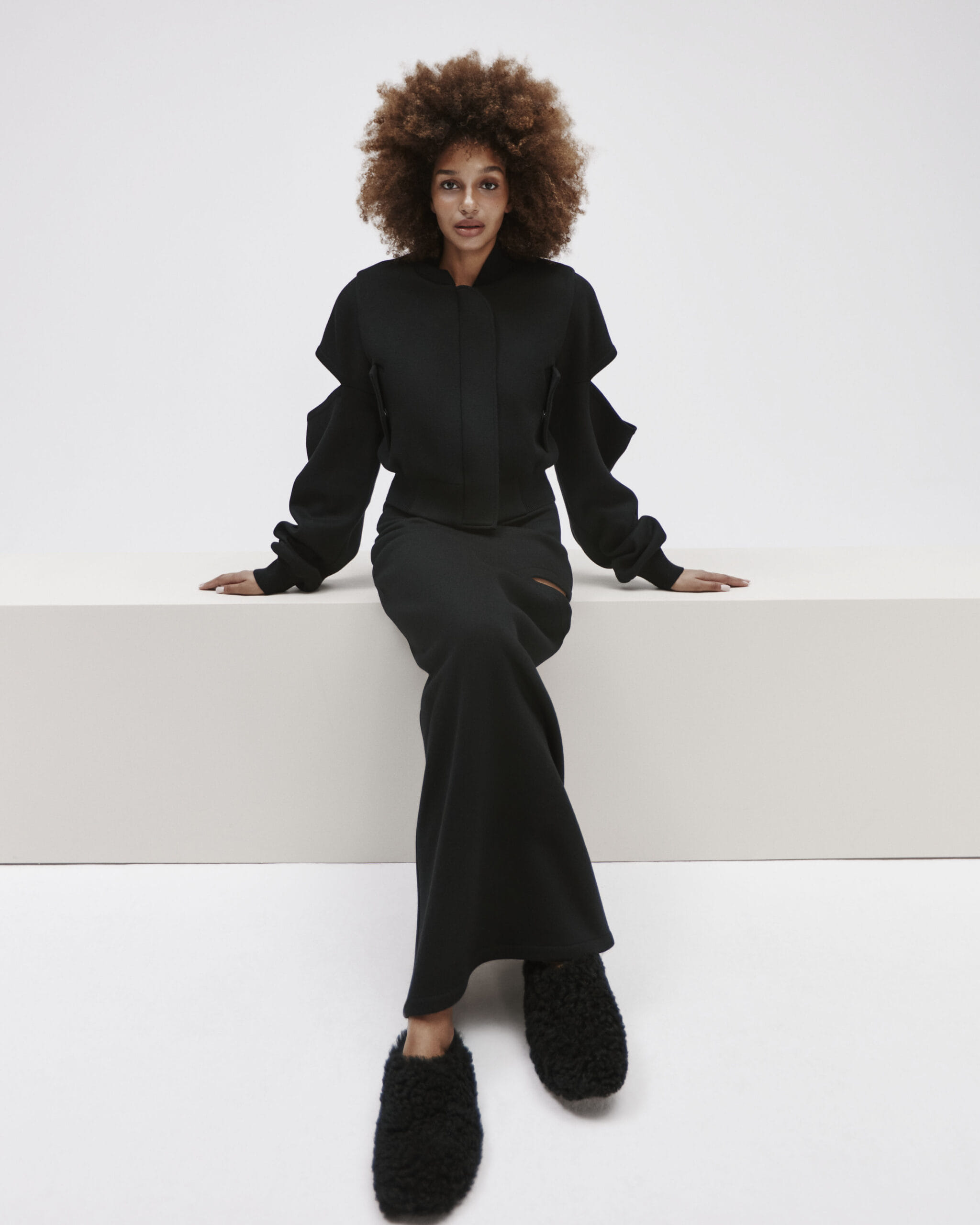 Long Skirt With A Cutout In Black made by YAVORSKA