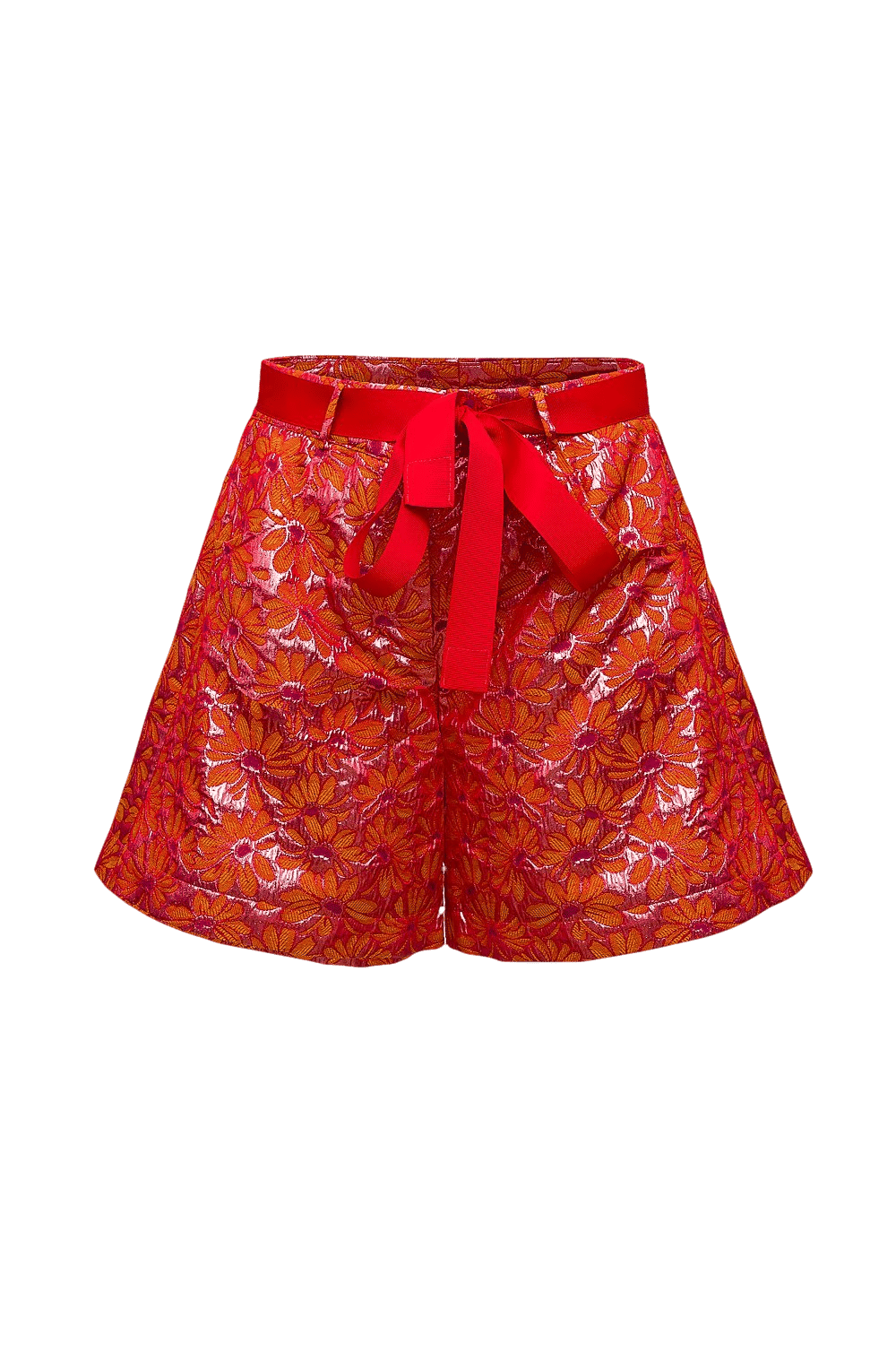 Red Jacquard Shorts made by ANDREEVA