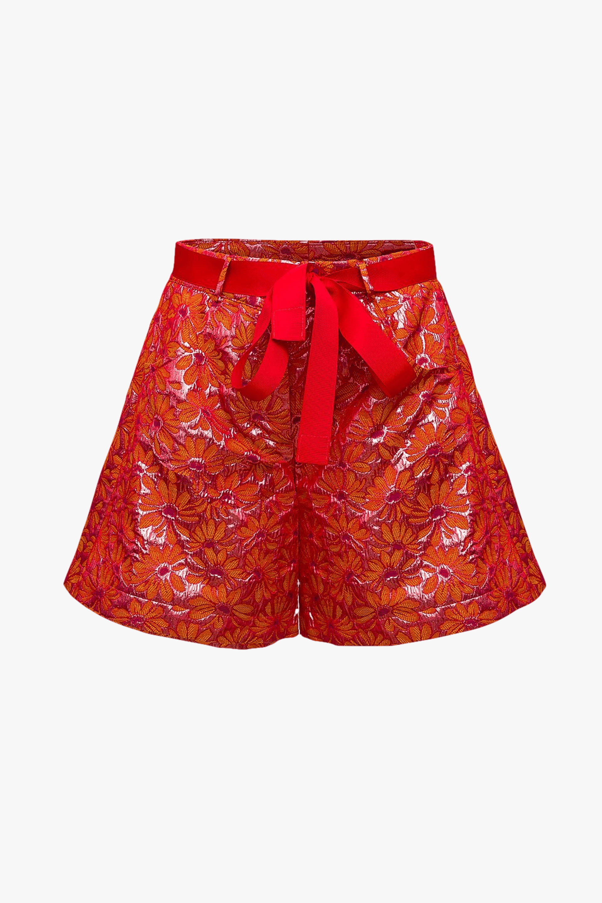 Red Jacquard Shorts made by ANDREEVA