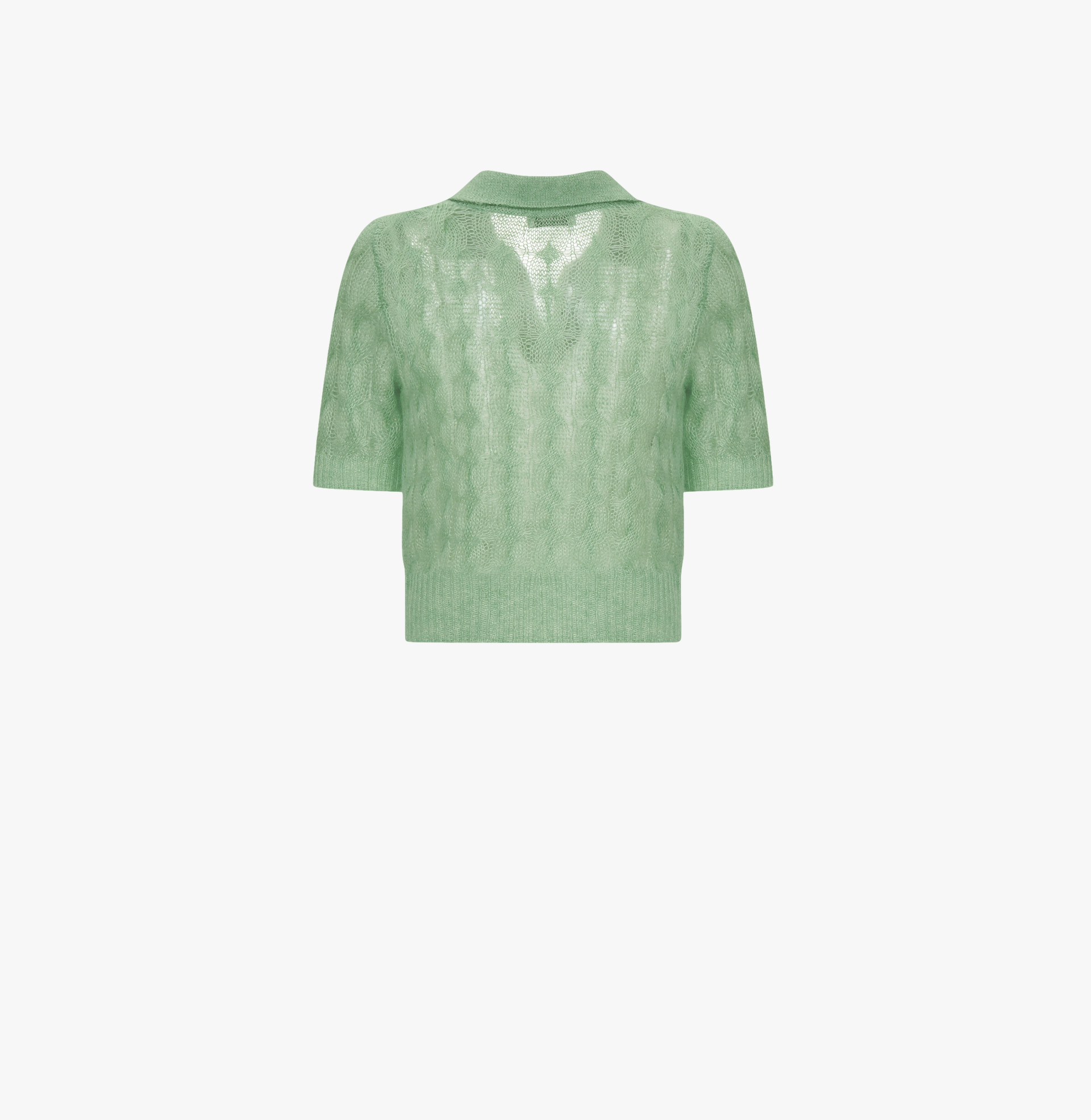 SHEER MOHAIR SHORT SLEEVE POLO SHIRT in Green made by CRUSH Collection