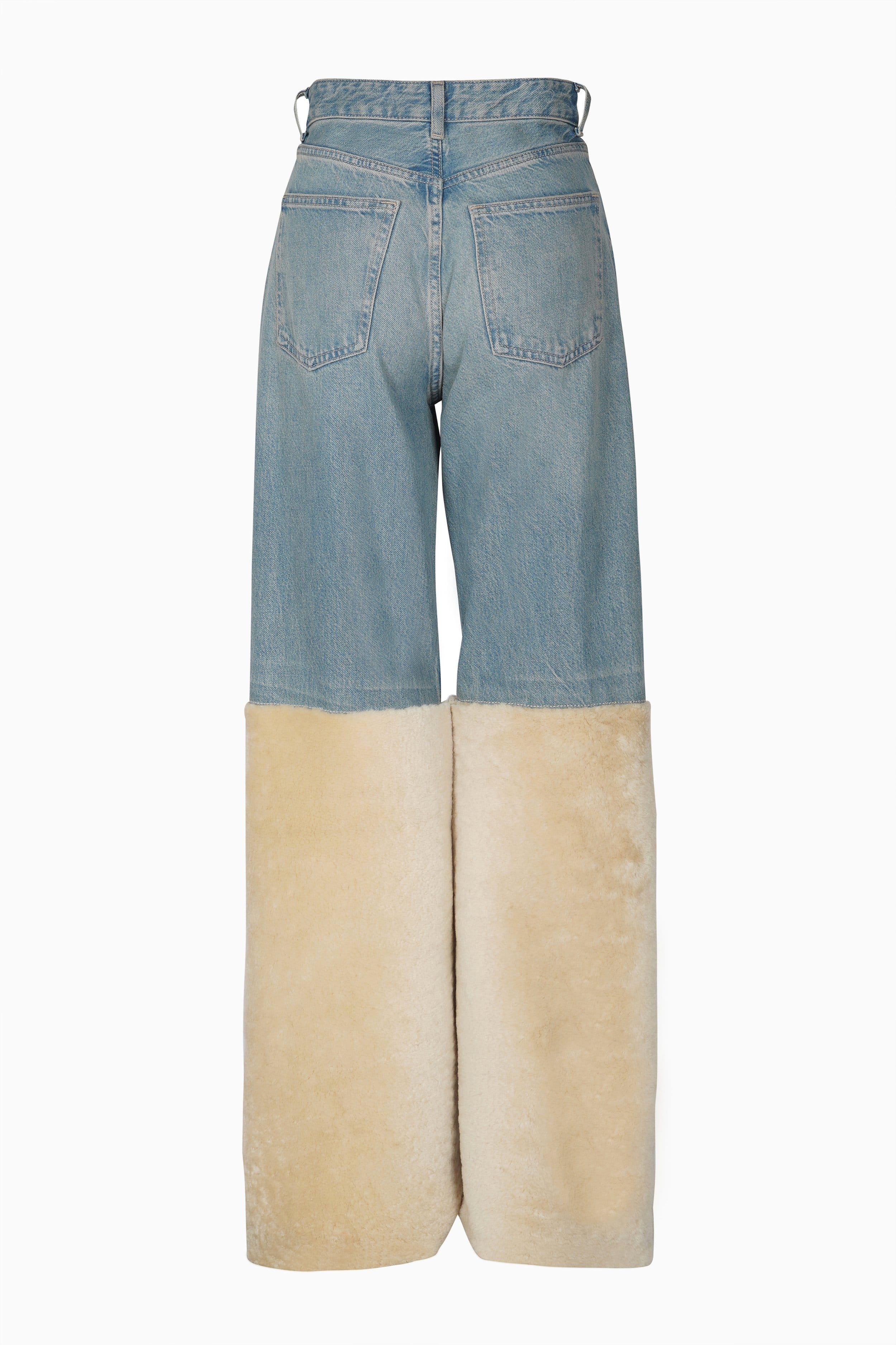 Upcycled Shearling Jeans made by Szabo Sihag