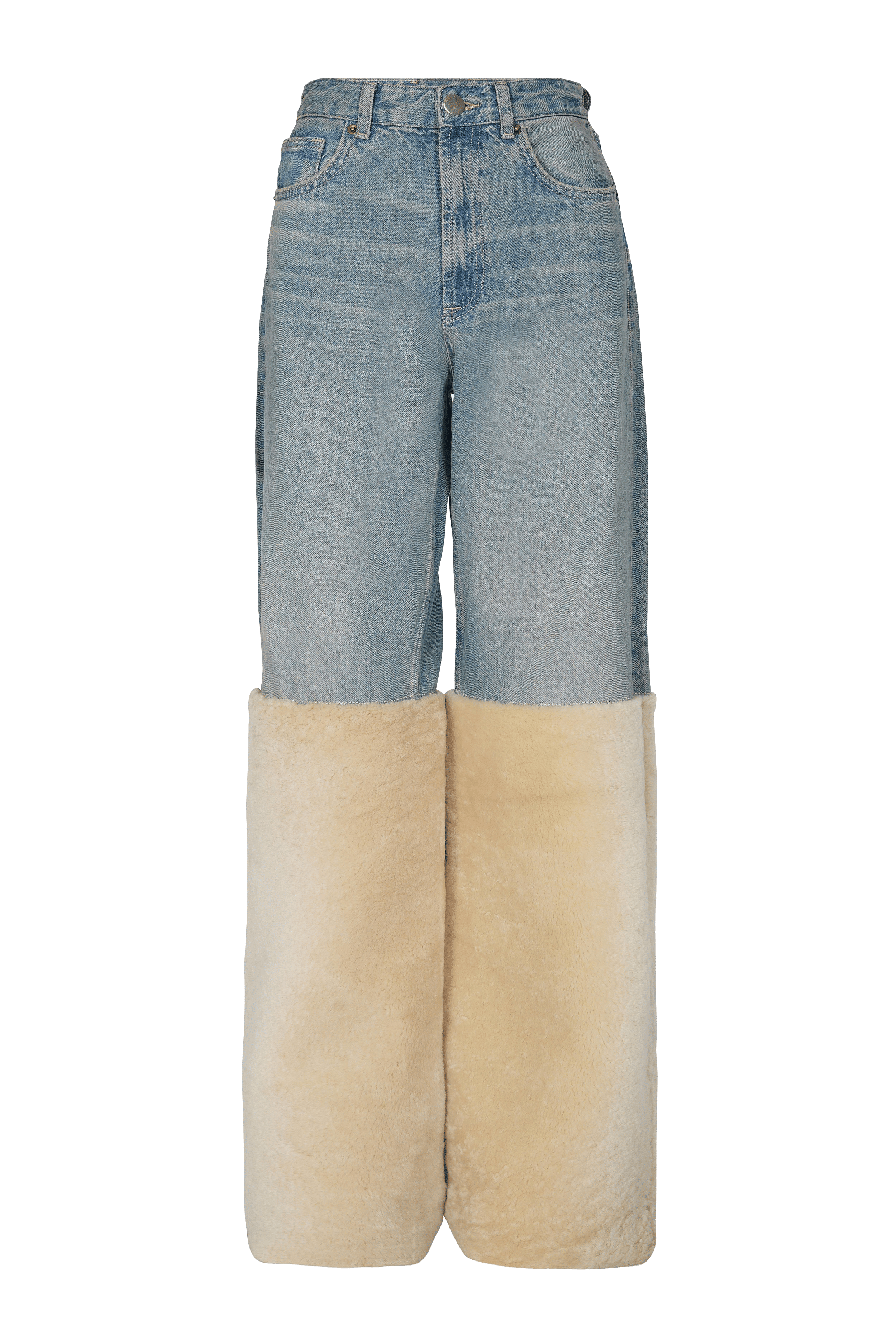 Upcycled Shearling Jeans made by Szabo Sihag