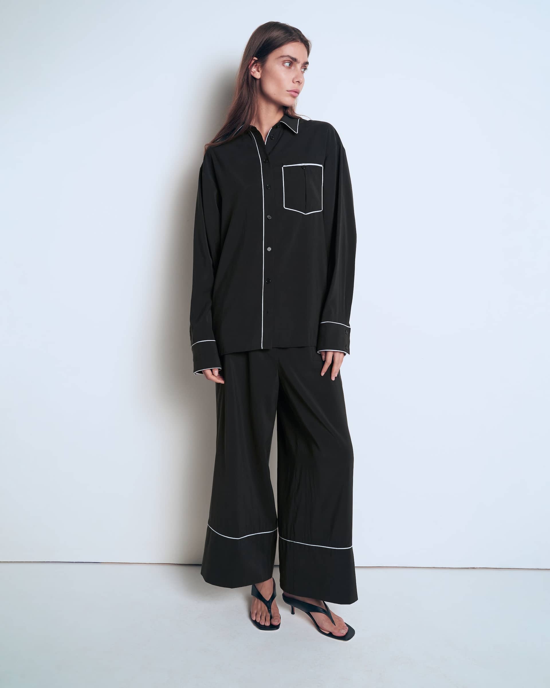 Pajama shirt with piping made by A.M.G