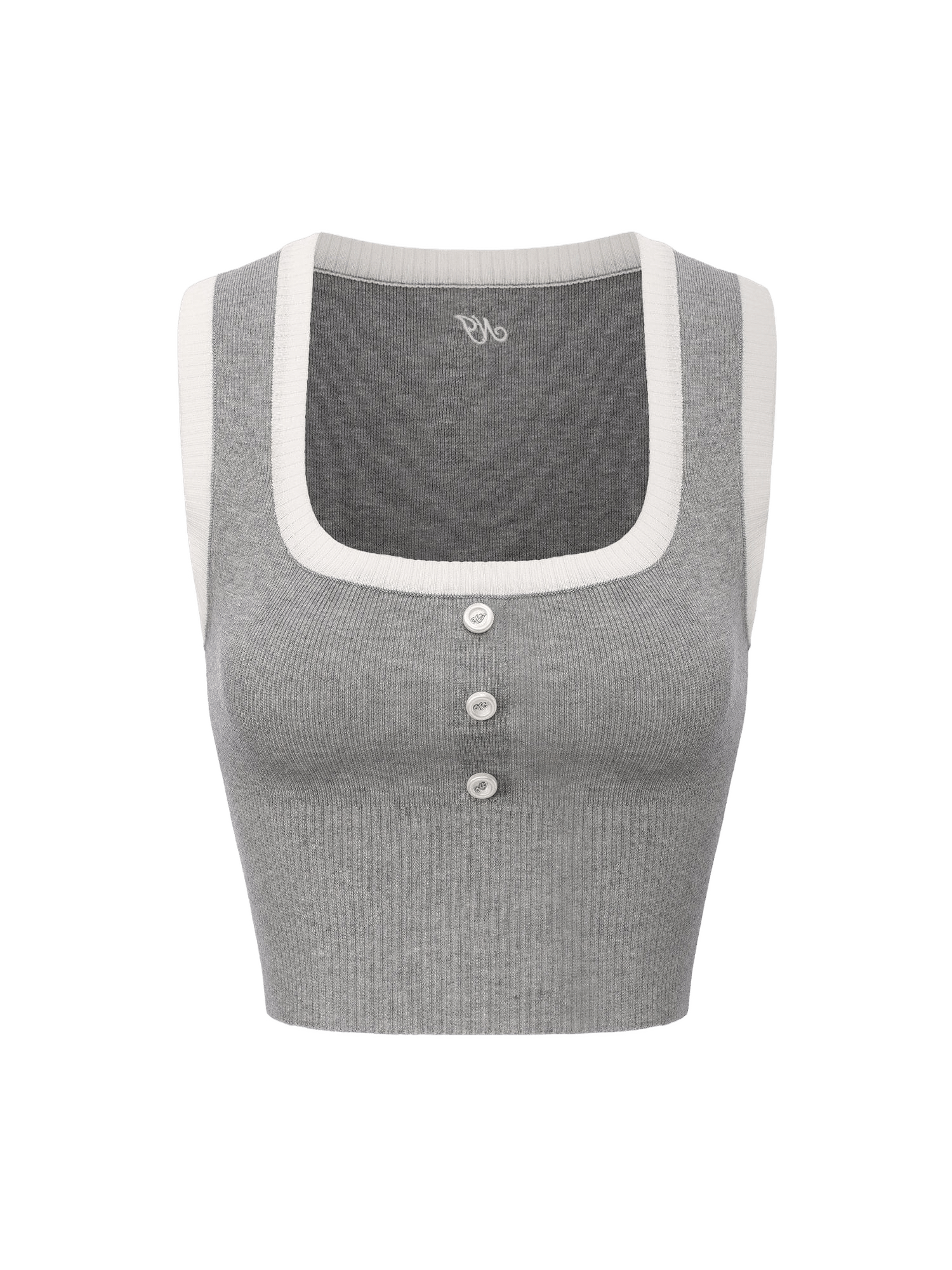 Millie Contrast-Trim Grey Knit Vest made by Nana Jacqueline