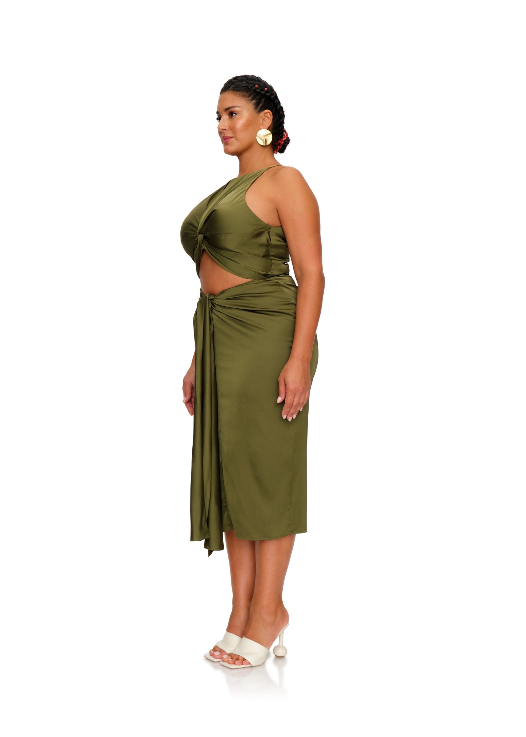 RENI MIDI DRESS - OLIVE made by Andrea Iyamah