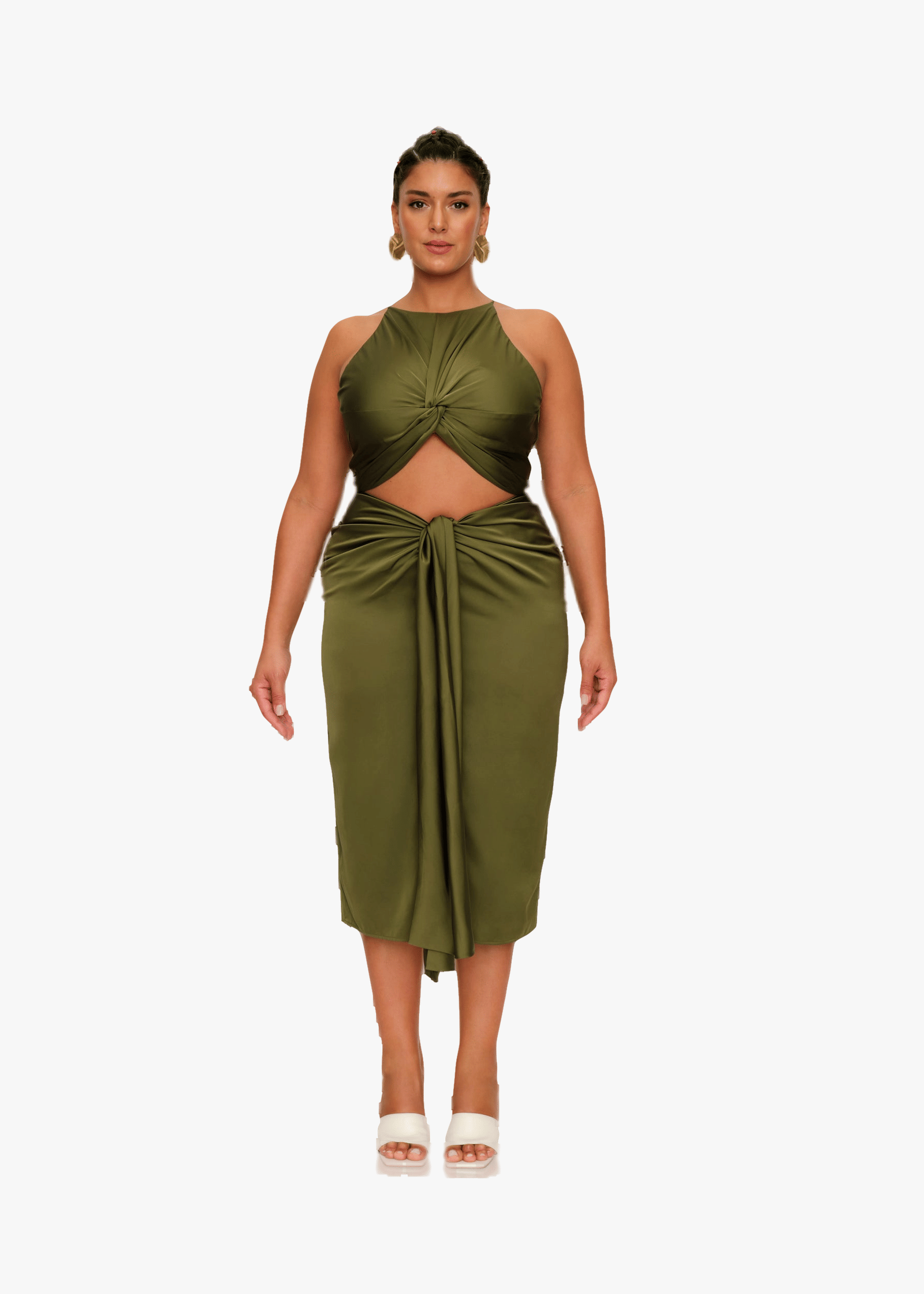 RENI MIDI DRESS - OLIVE made by Andrea Iyamah