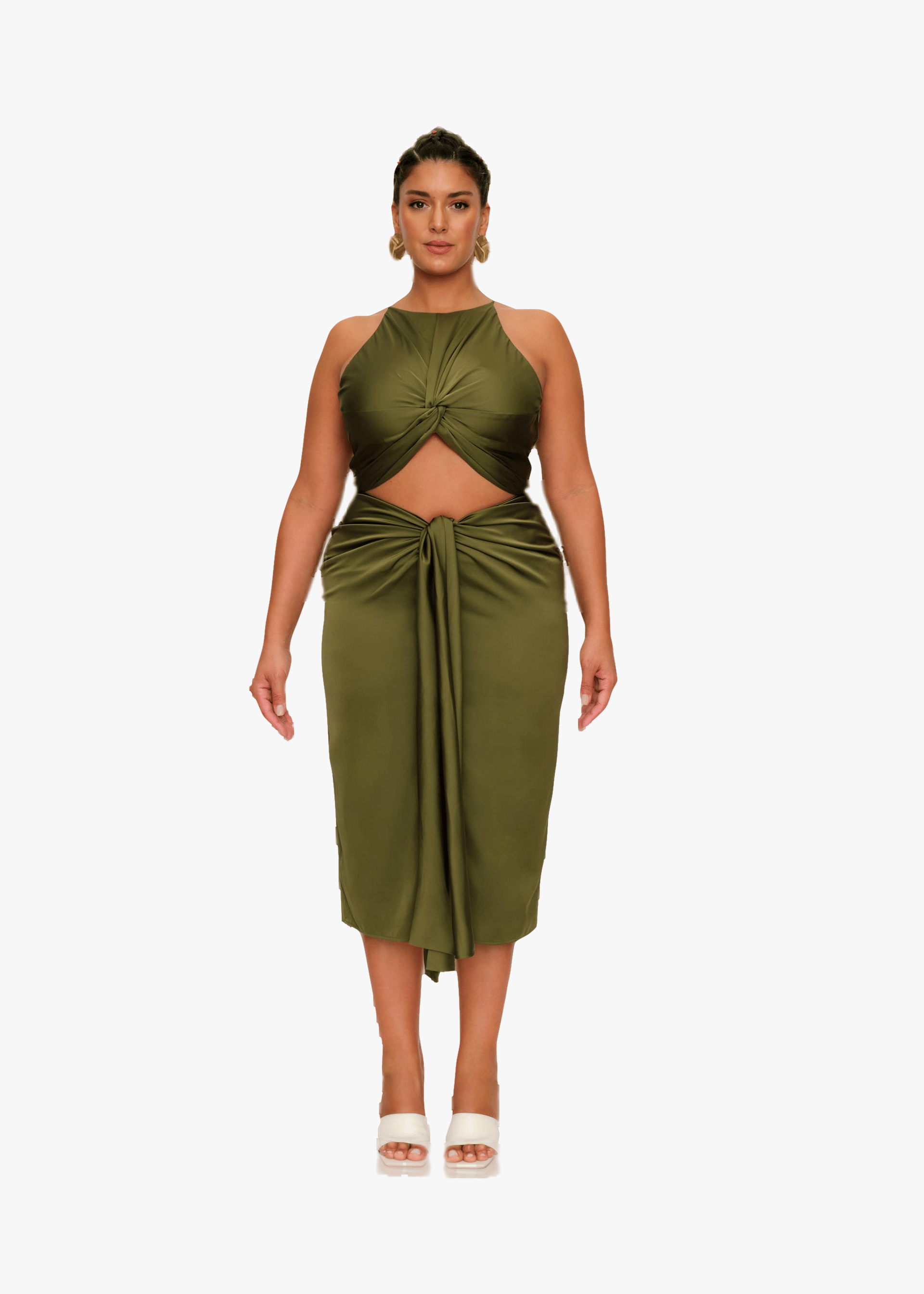 RENI MIDI DRESS - OLIVE made by Andrea Iyamah