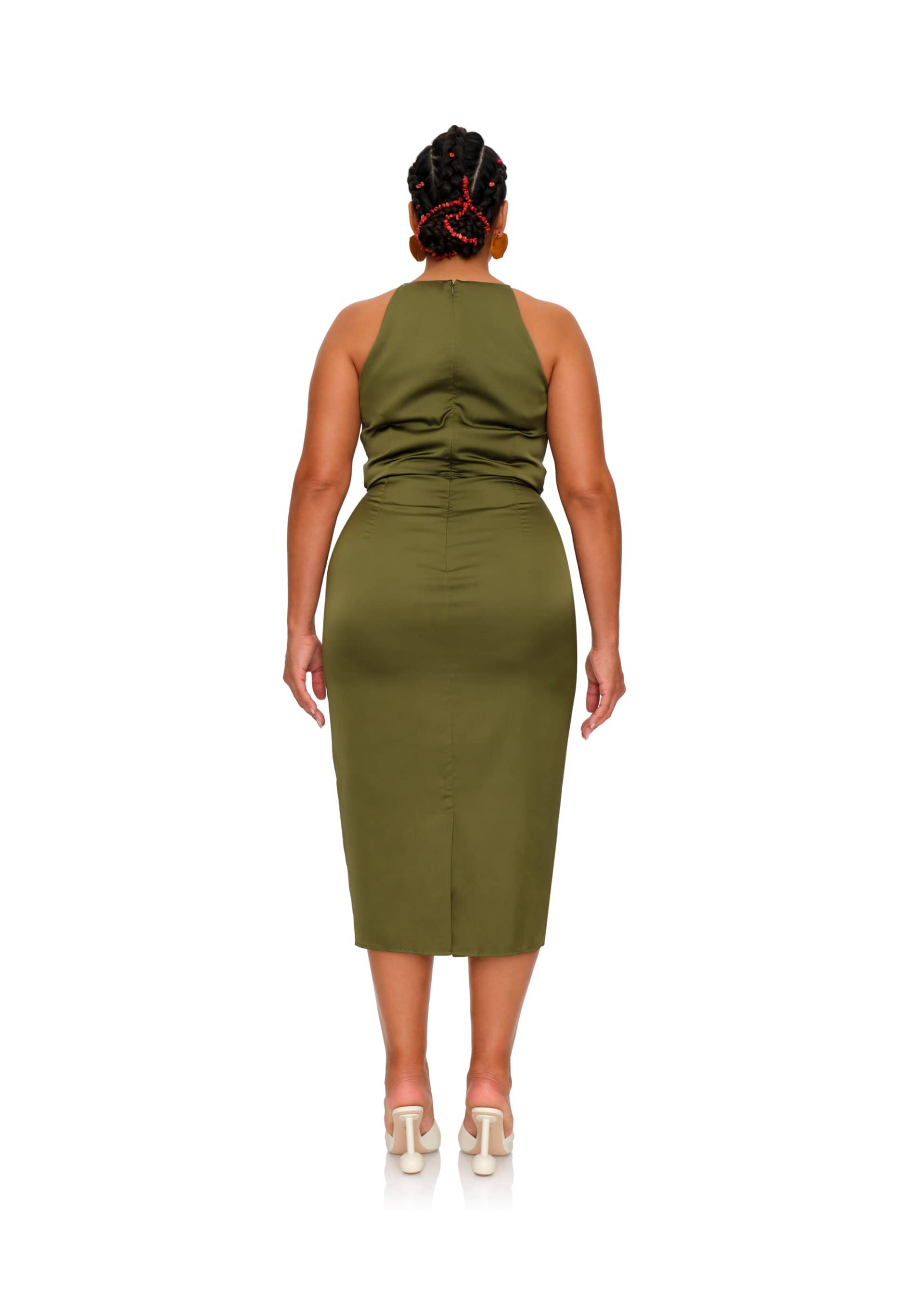 RENI MIDI DRESS - OLIVE made by Andrea Iyamah