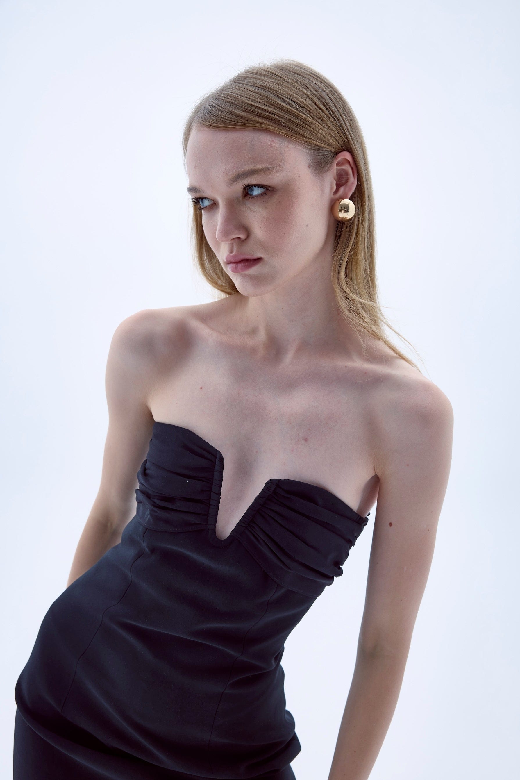 Miora Crepe Mini Dress in Black made by Nazli Ceren