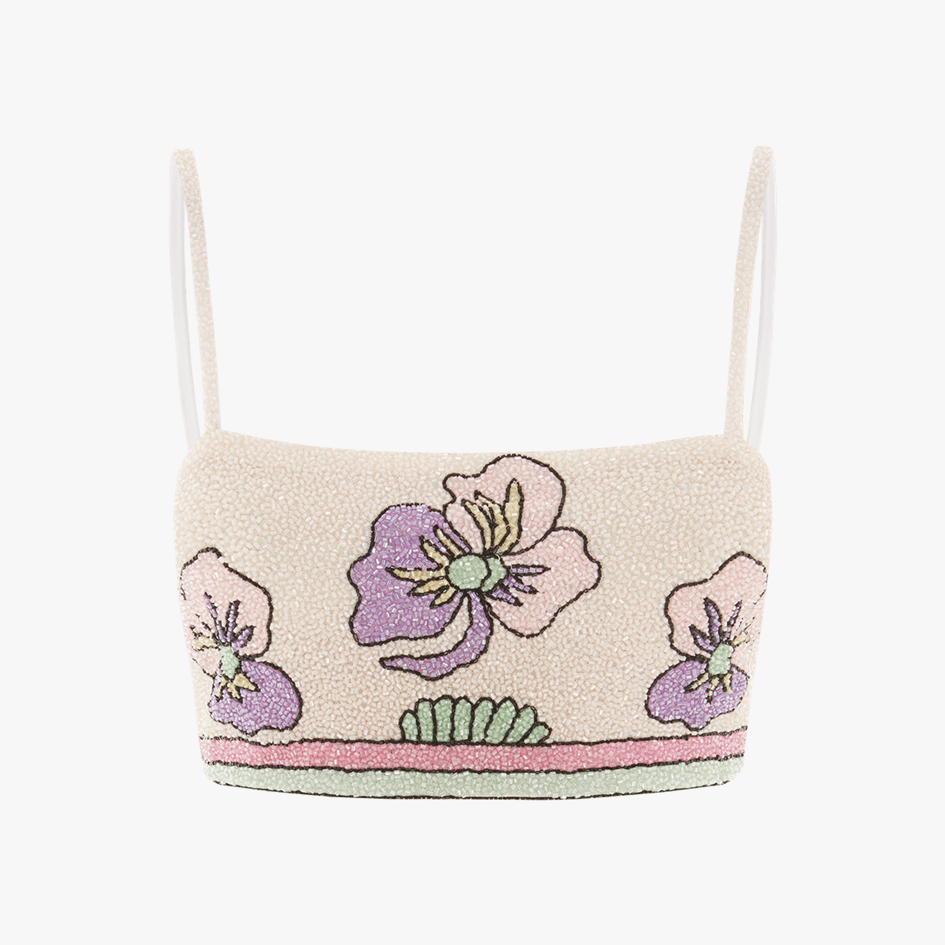 Tallulah Crystal Co-Ord Pull On Top in Beige made by Oceanus Swimwear