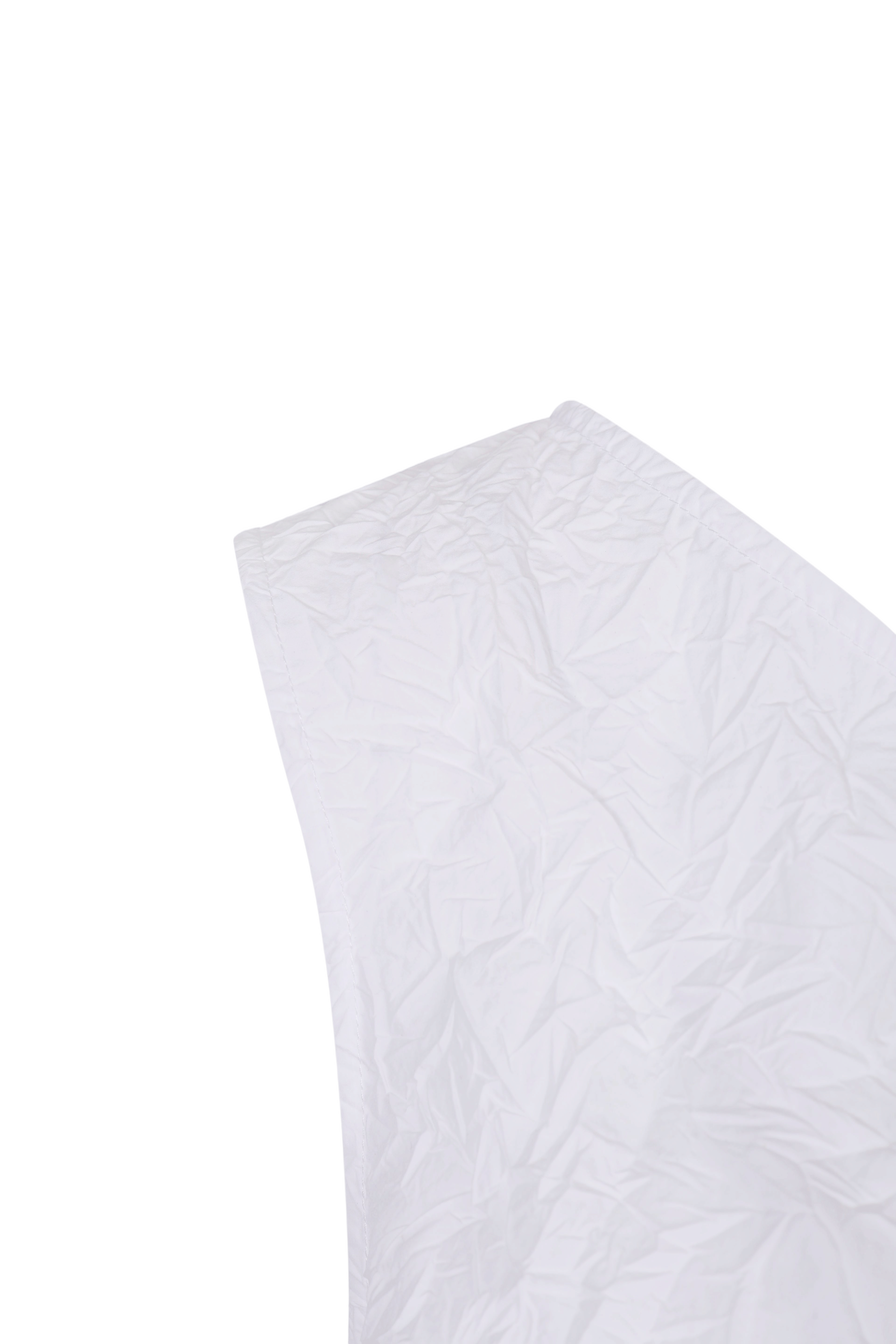 WHITE CRINKLED TEXTURE POLYESTER SLEEVELESS TOP made by YIBRI