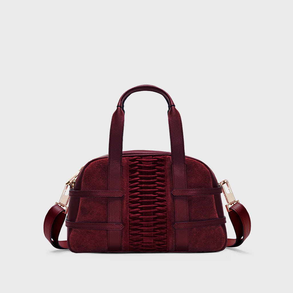 Medium Francesca suede braided bordeaux satchel made by Yliana Yepez