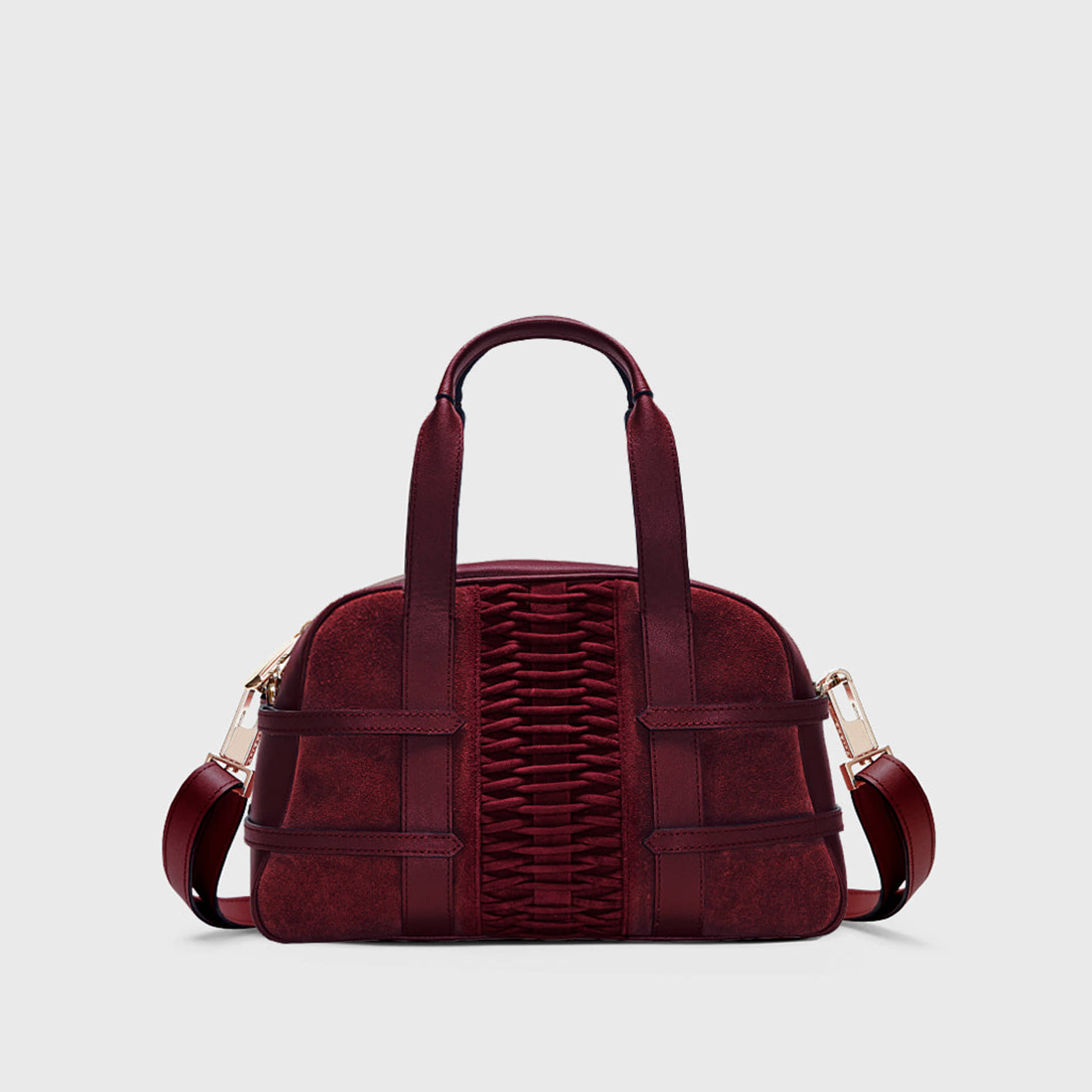 Medium Francesca suede braided bordeaux satchel made by Yliana Yepez