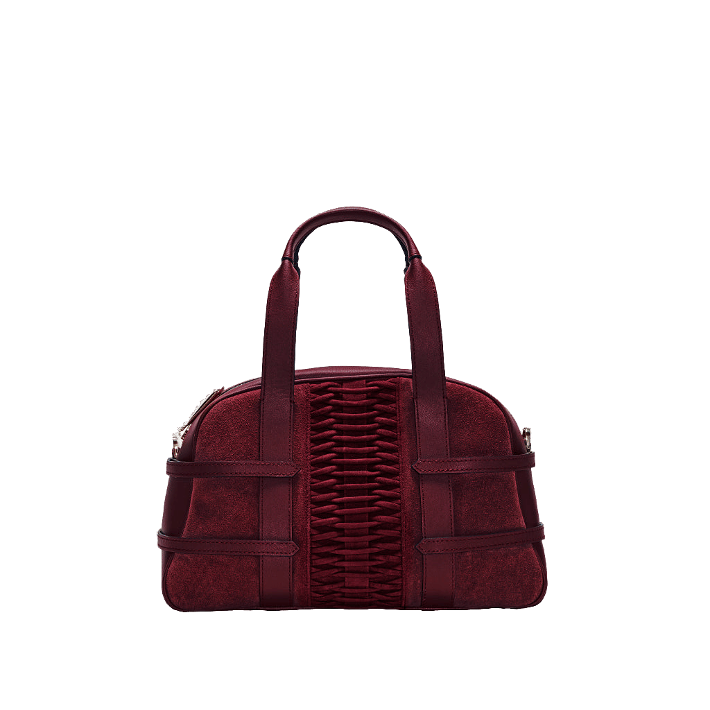 Medium Francesca suede braided bordeaux satchel made by Yliana Yepez