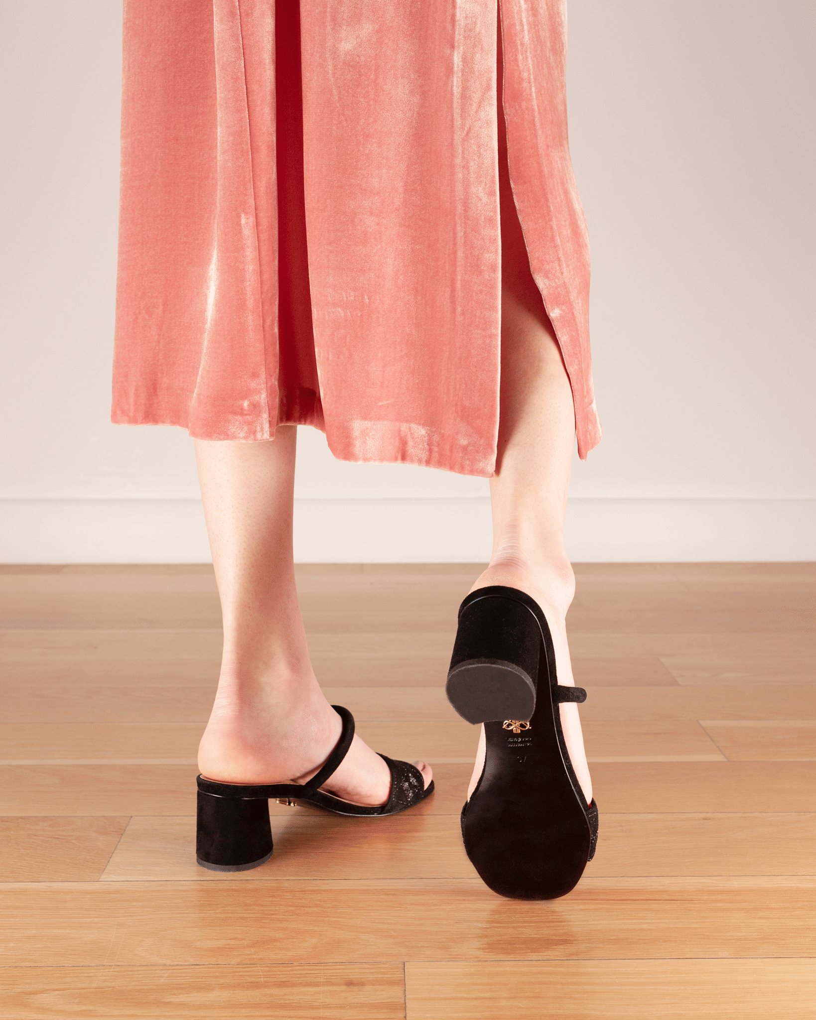 Quilted Diamond Mule 55 Black in Black made by ATANA