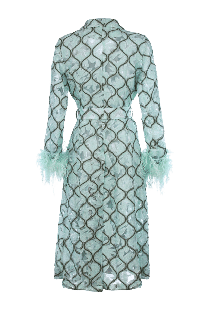 Mint Coat № 23 With Detachable Feathers Cuffs made by ANDREEVA