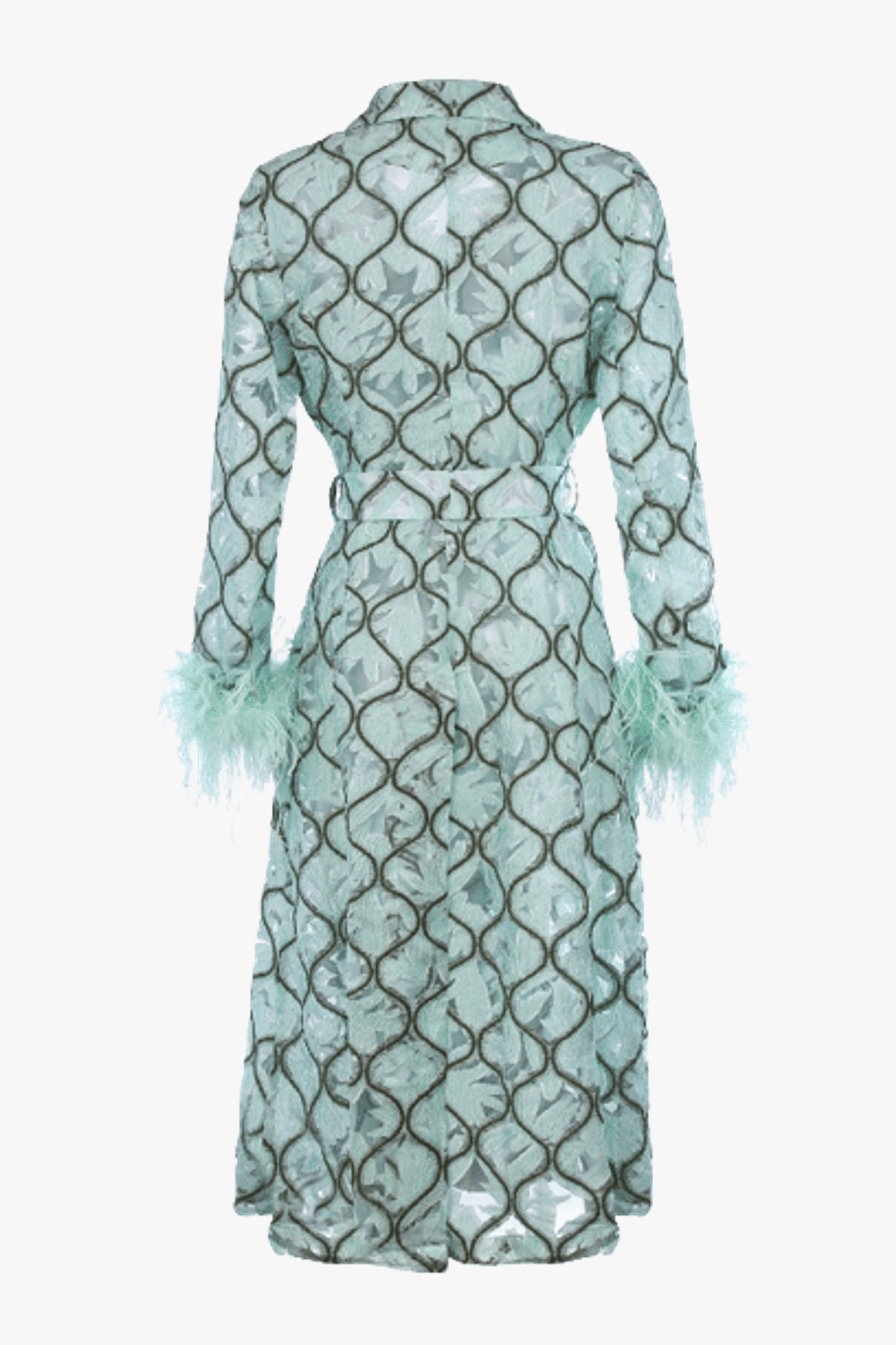 Mint Coat № 23 With Detachable Feathers Cuffs made by ANDREEVA