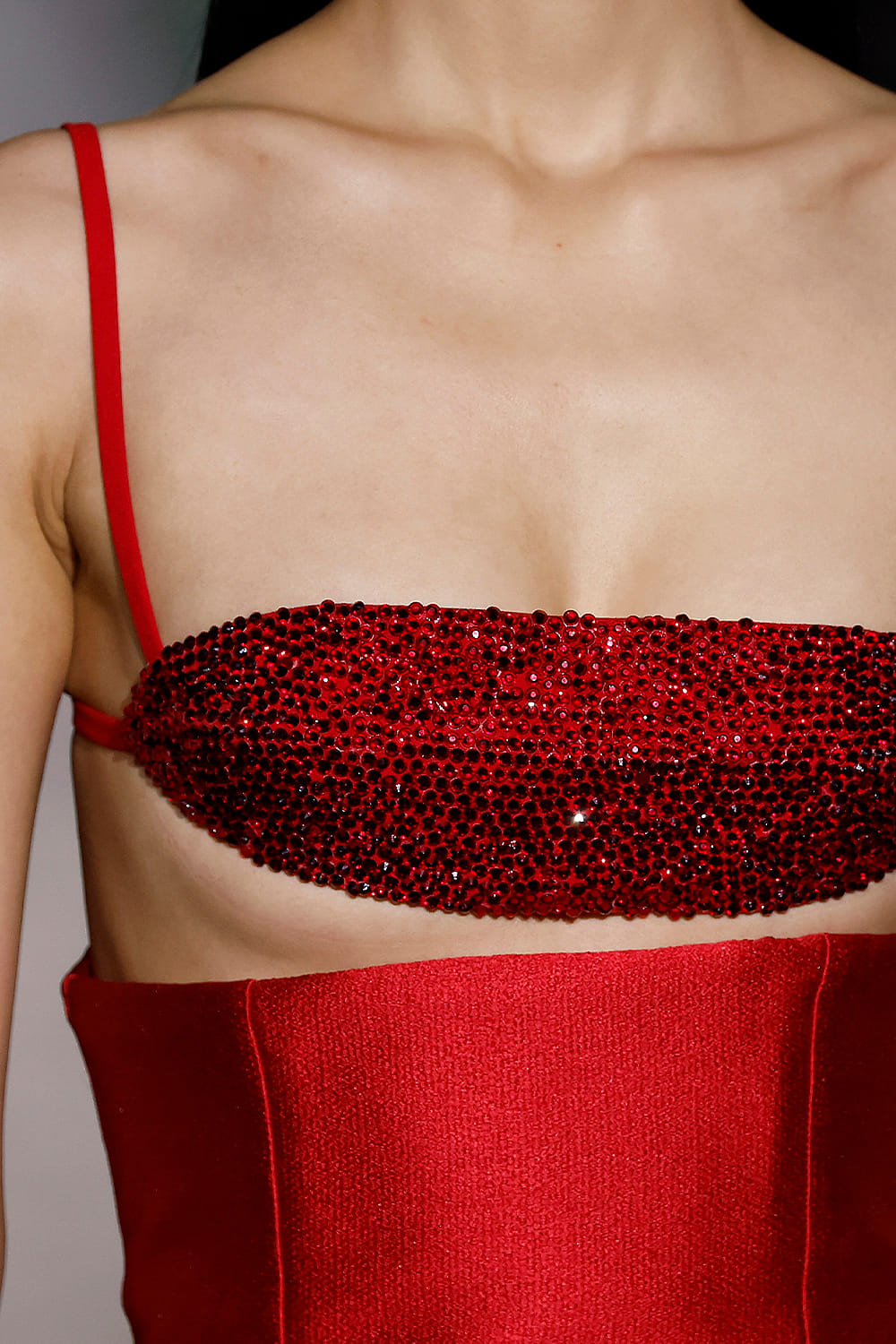 Red crystal bra made by Compte Spain