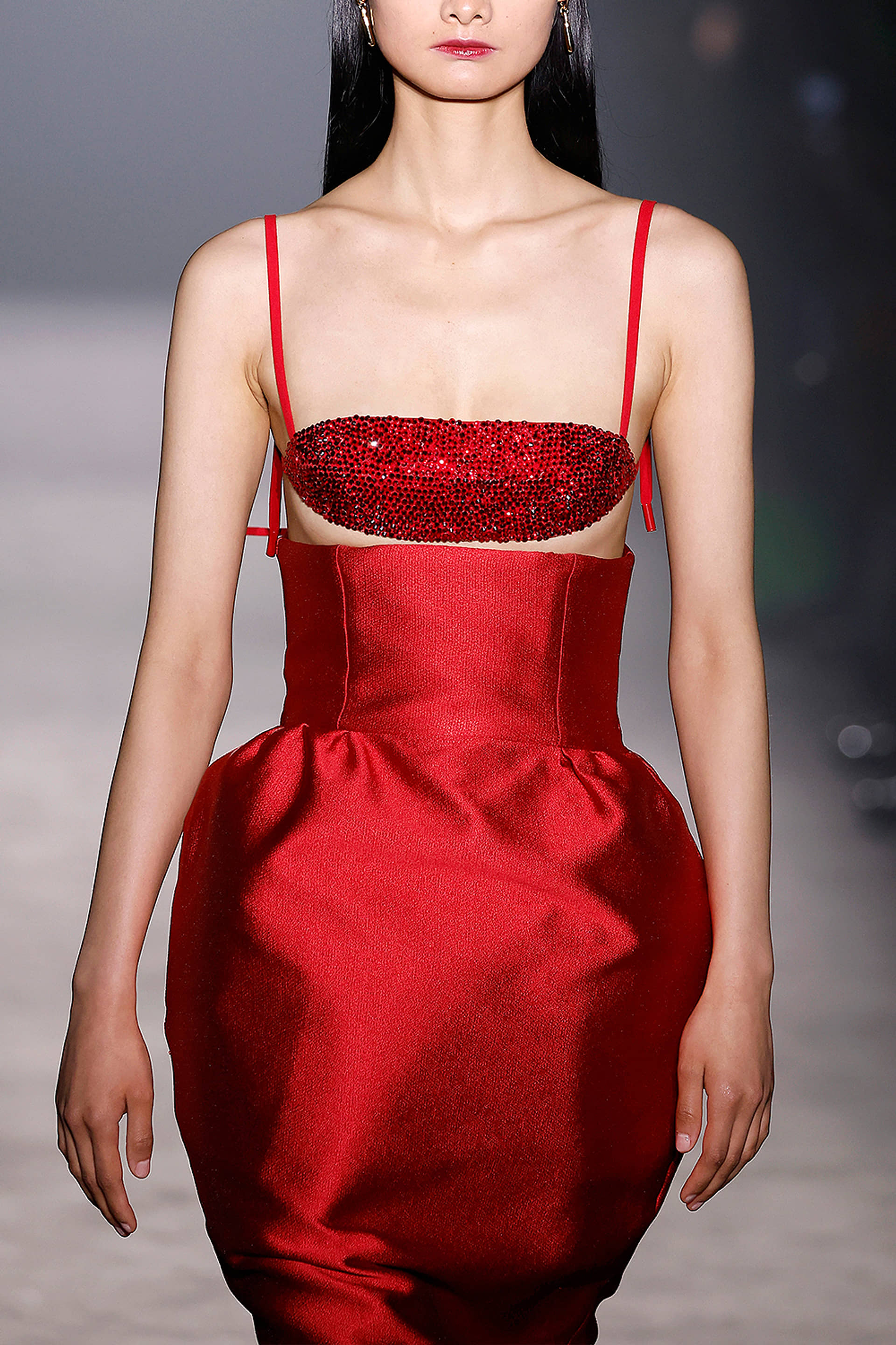 Red crystal bra made by Compte Spain