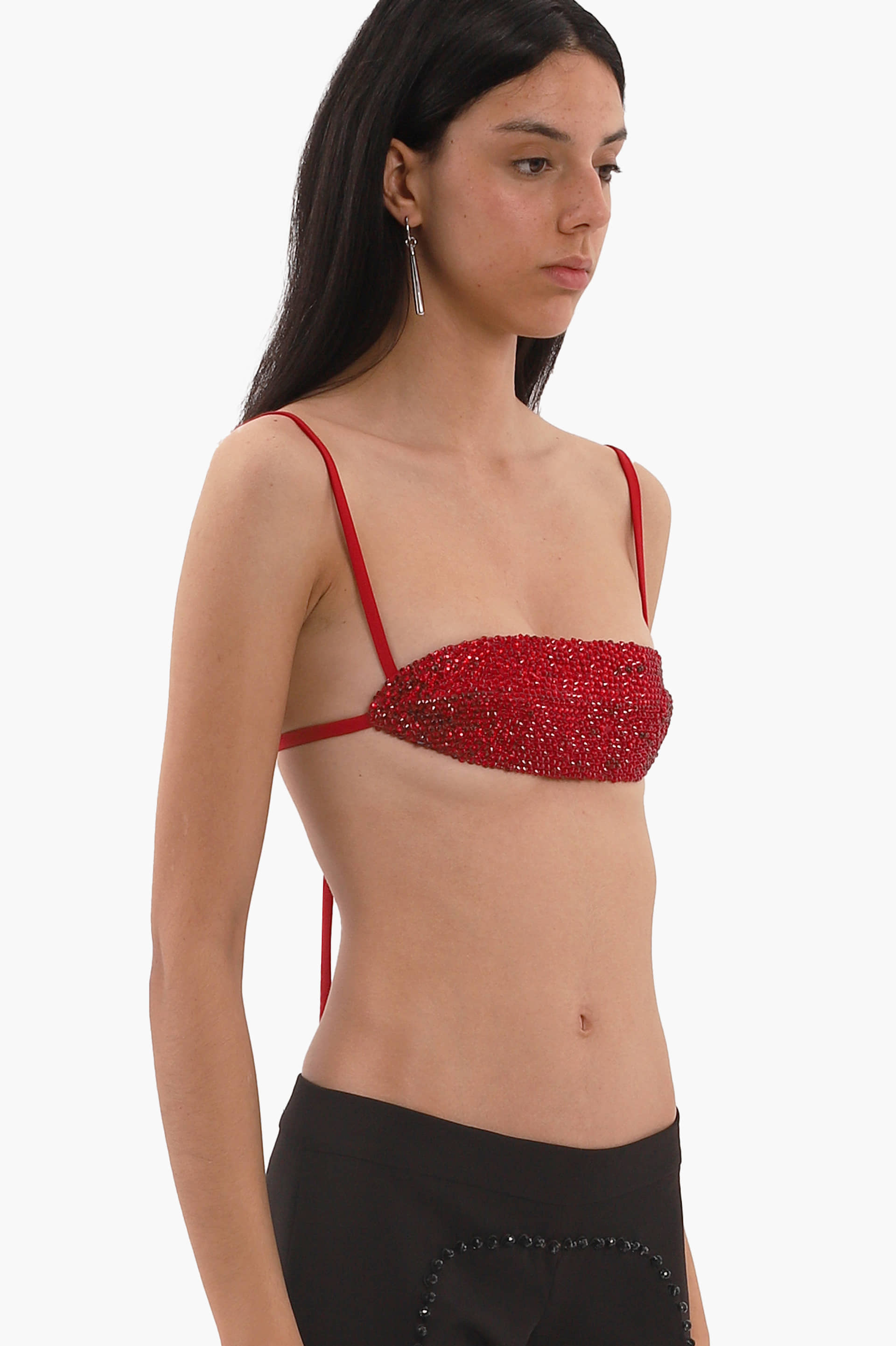 Red crystal bra made by Compte Spain