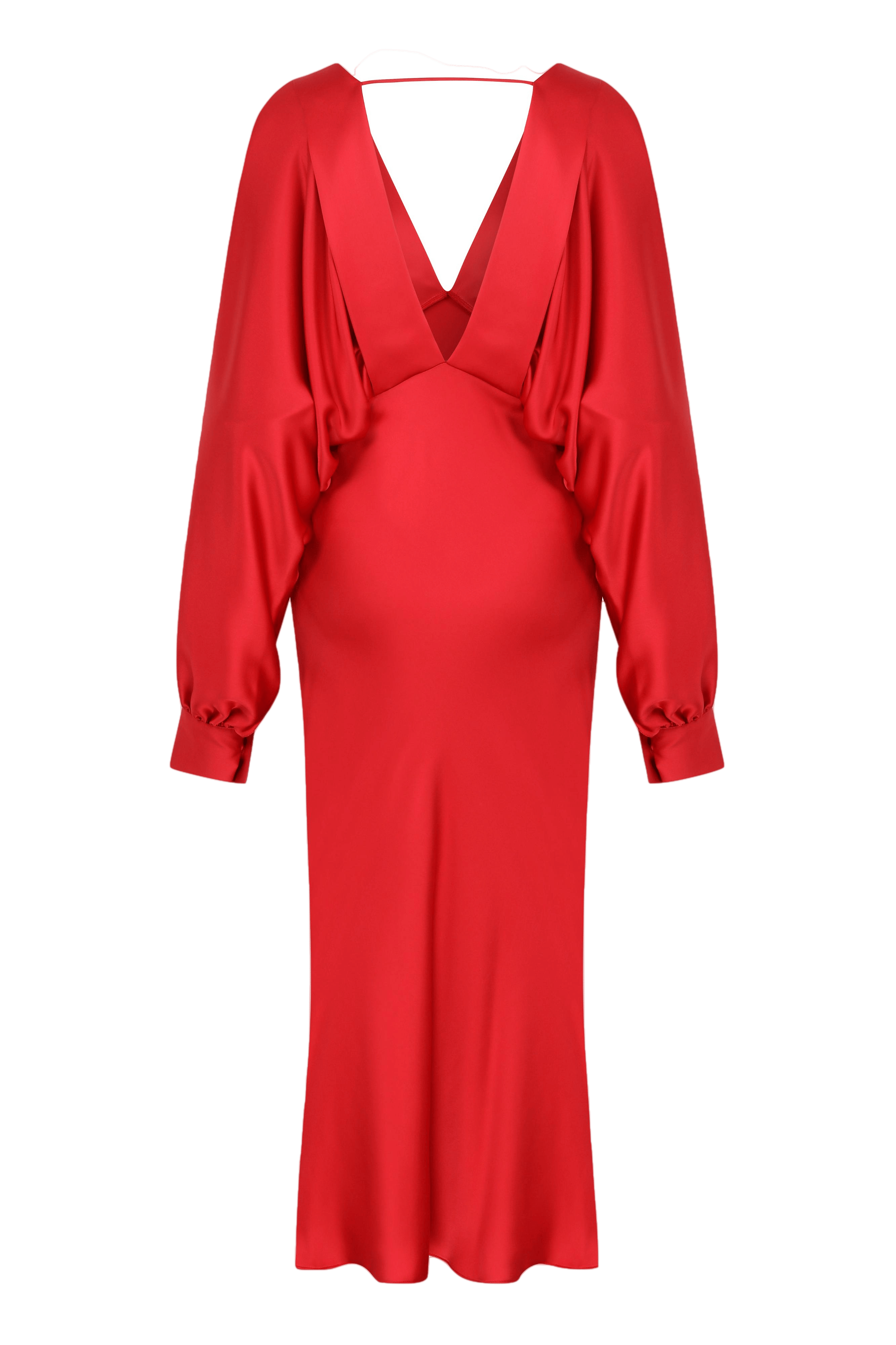 Mila V Neck Satin Dress in Rouge made by Nazli Ceren