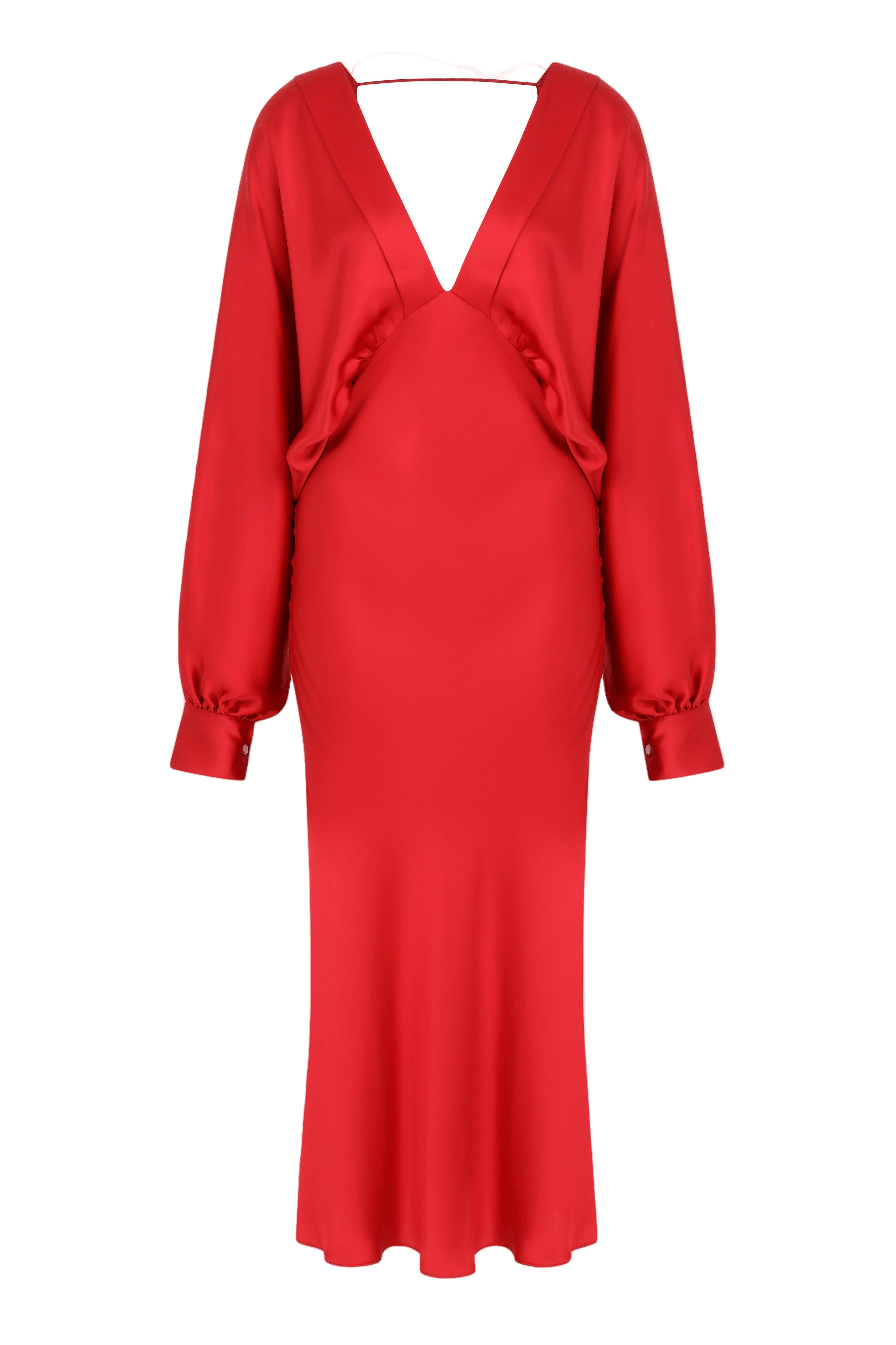 Mila V Neck Satin Dress in Rouge made by Nazli Ceren