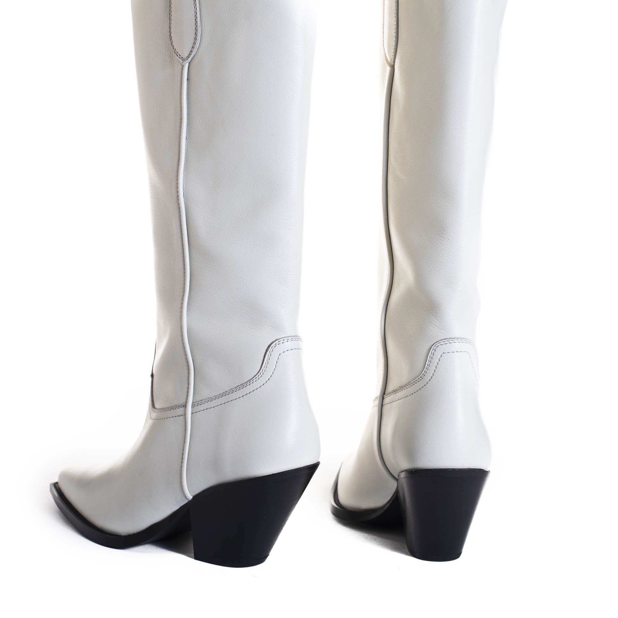 TORAL OFF-WHITE LEATHER KNEE-HIGH BOOTS made by Toral