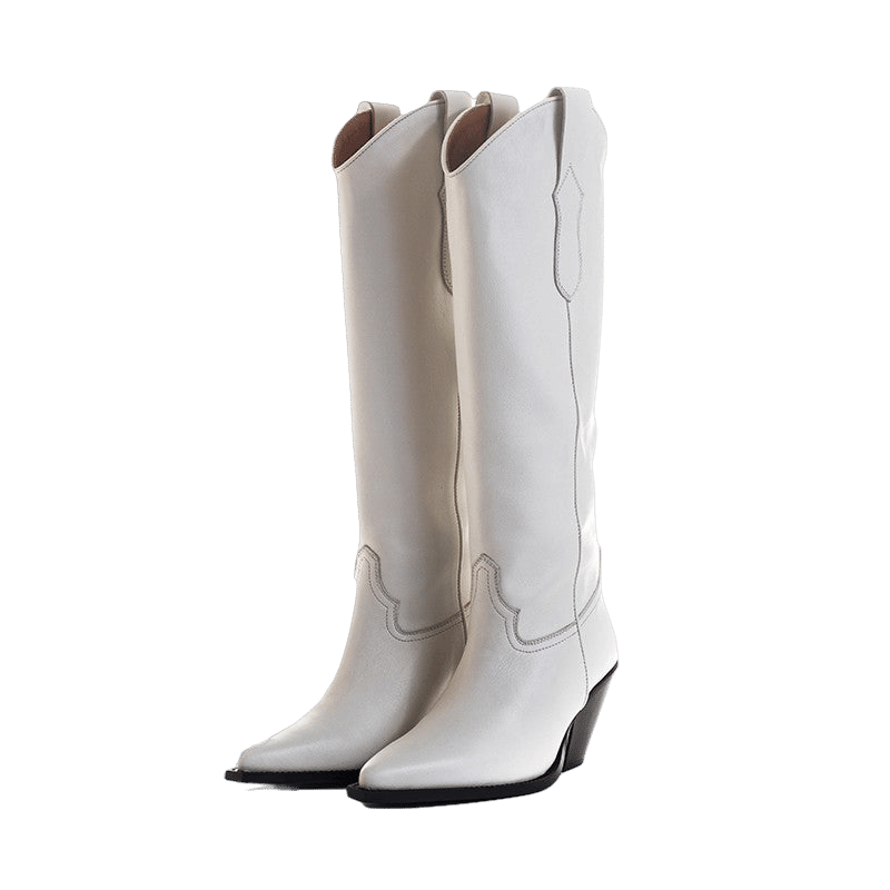 TORAL OFF-WHITE LEATHER KNEE-HIGH BOOTS made by Toral
