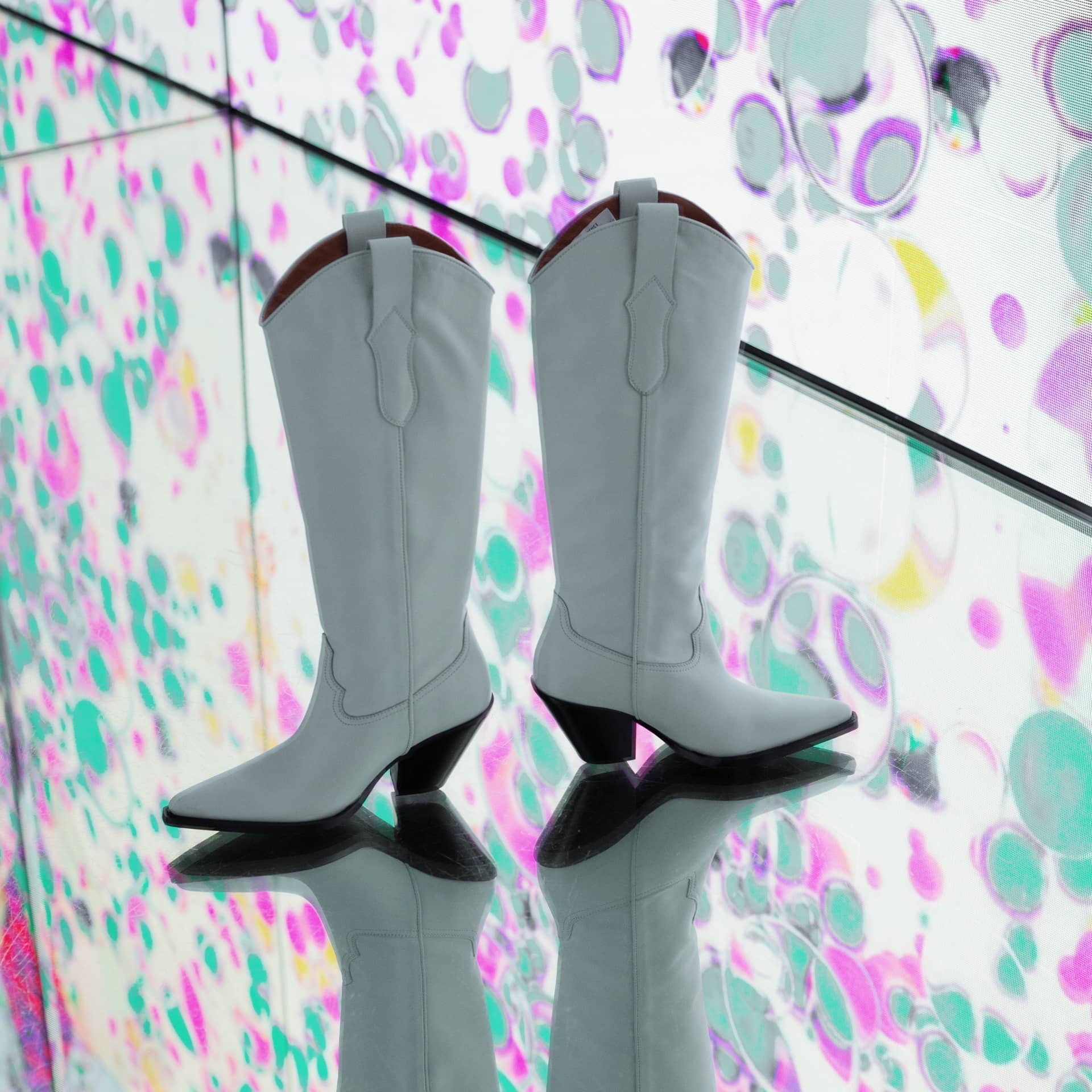 TORAL OFF-WHITE LEATHER KNEE-HIGH BOOTS made by Toral