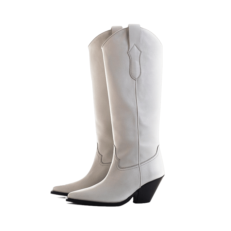 TORAL OFF-WHITE LEATHER KNEE-HIGH BOOTS made by Toral