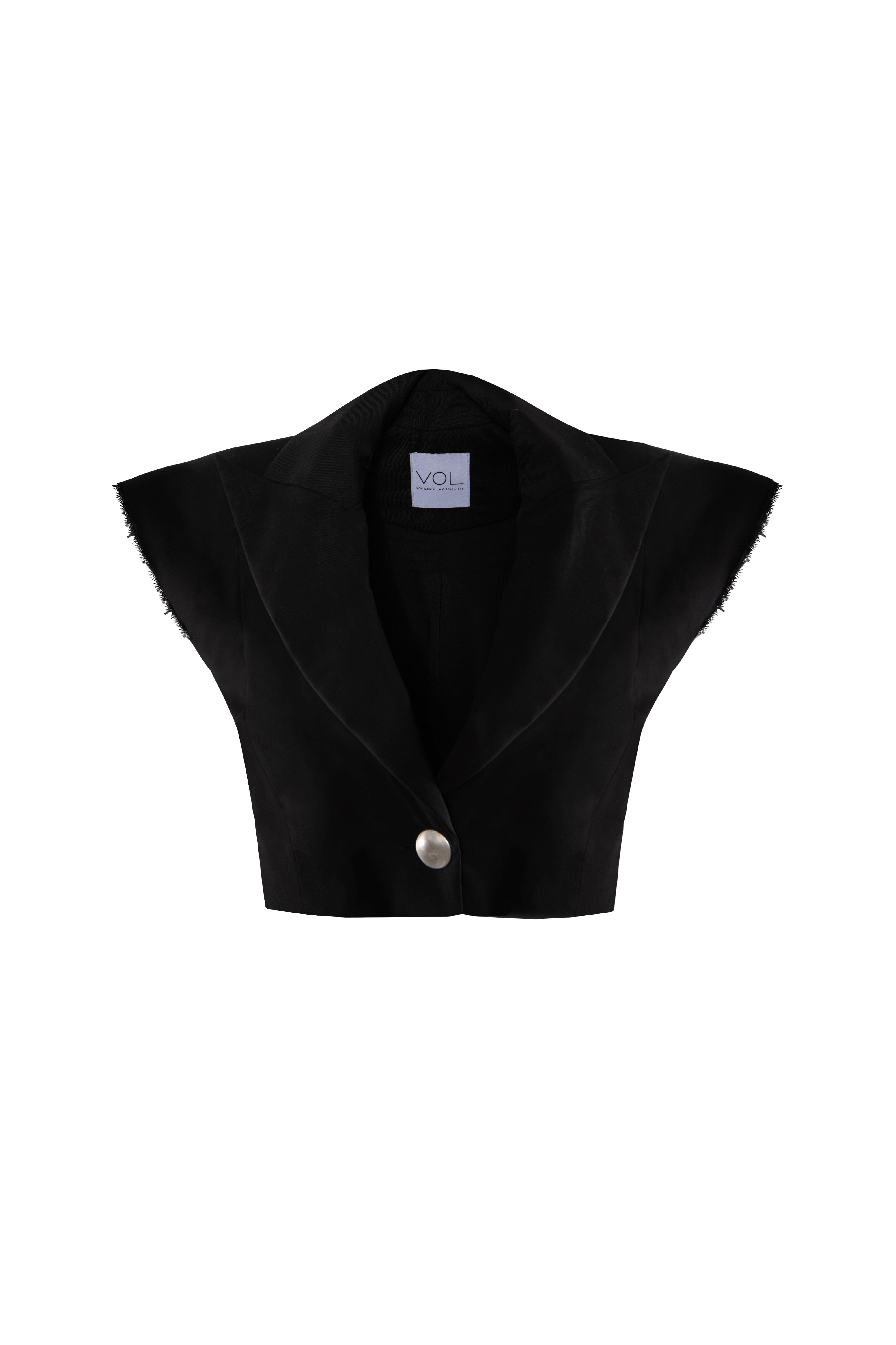 Sleeveless Cropped Jacket in Black made by Vestiaire d'un Oiseau Libre
