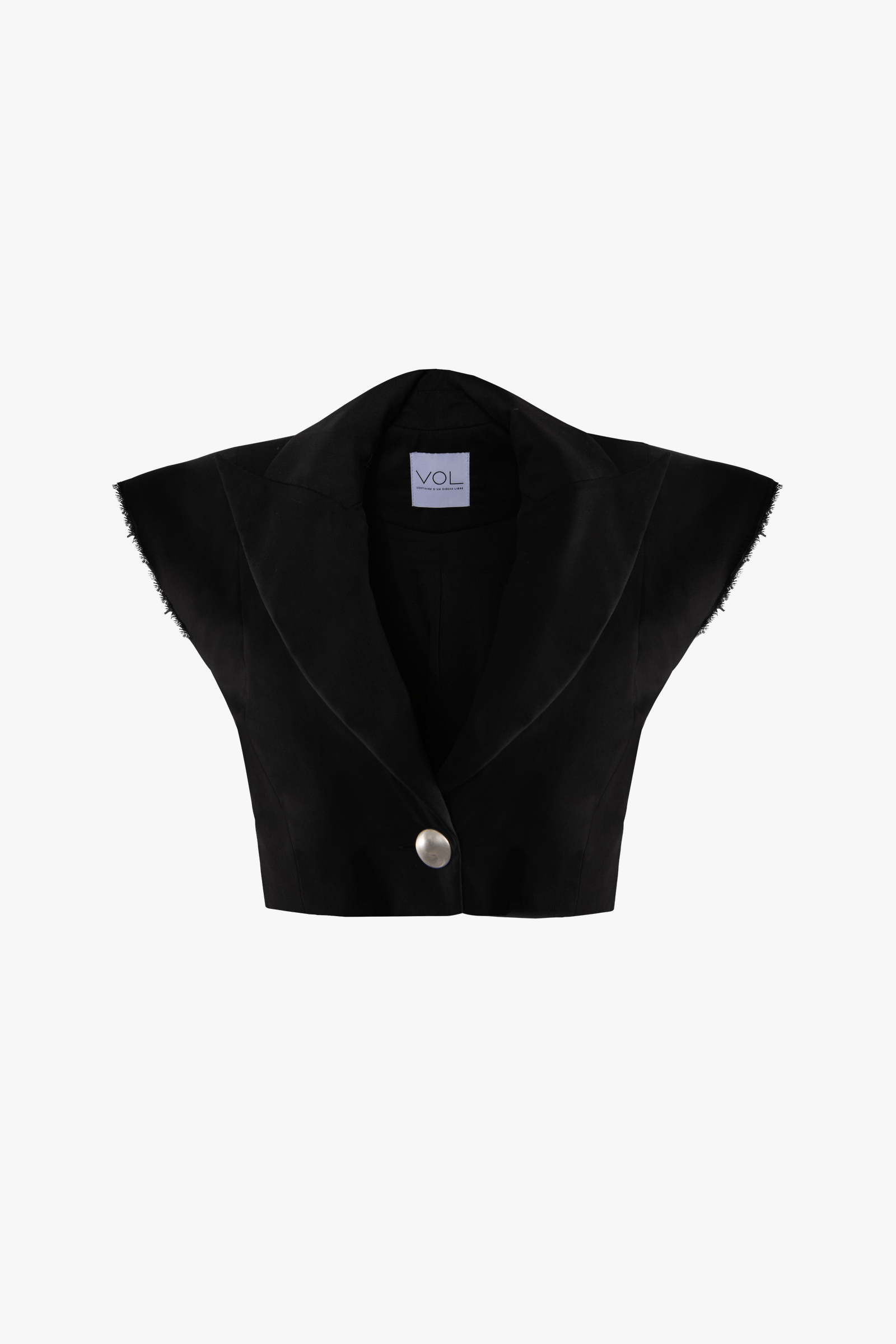 Sleeveless Cropped Jacket in Black made by Vestiaire d'un Oiseau Libre